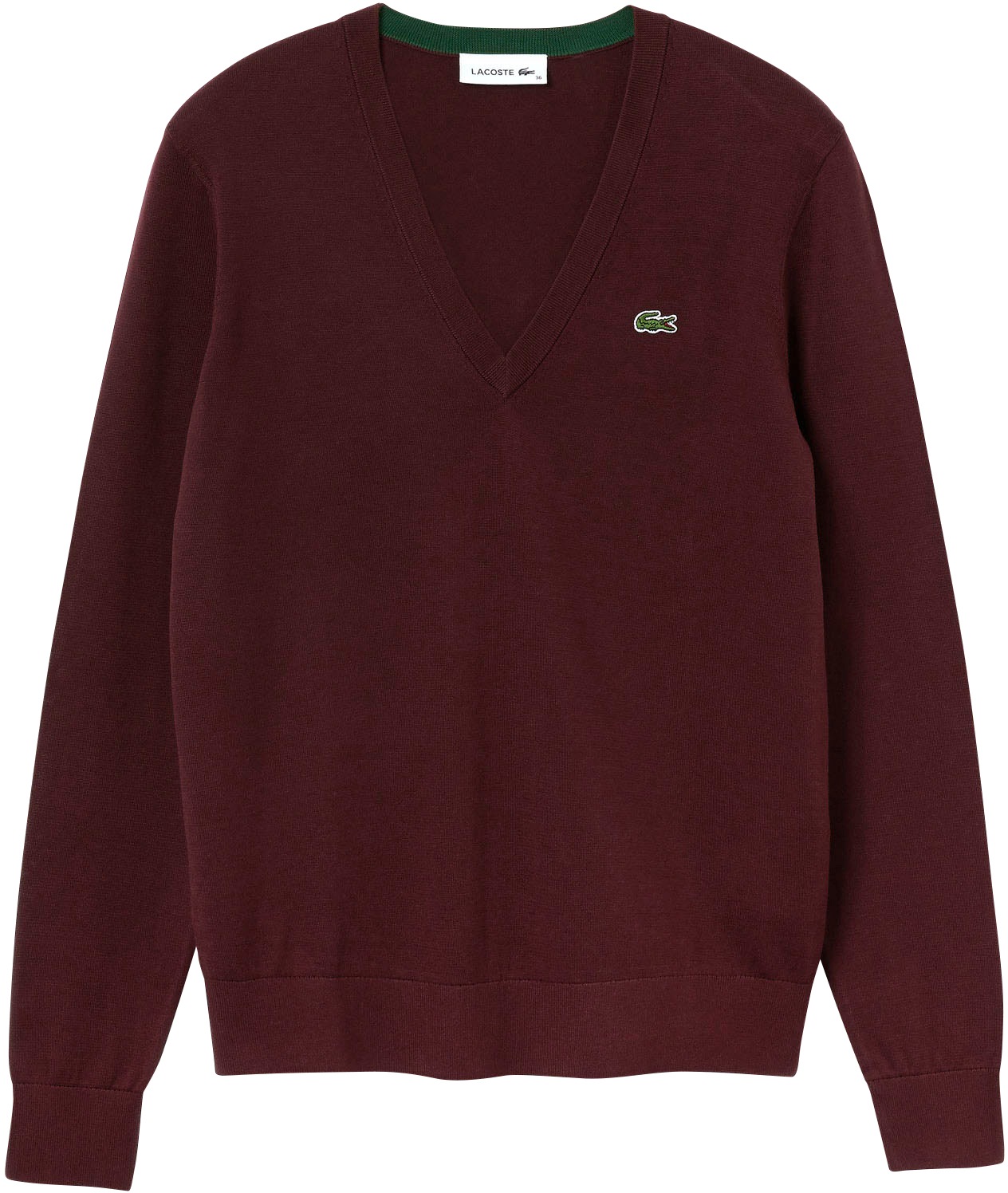 Lacoste V-Ausschnitt-Pullover, aus weichem Baumwoll-Feinstrick
