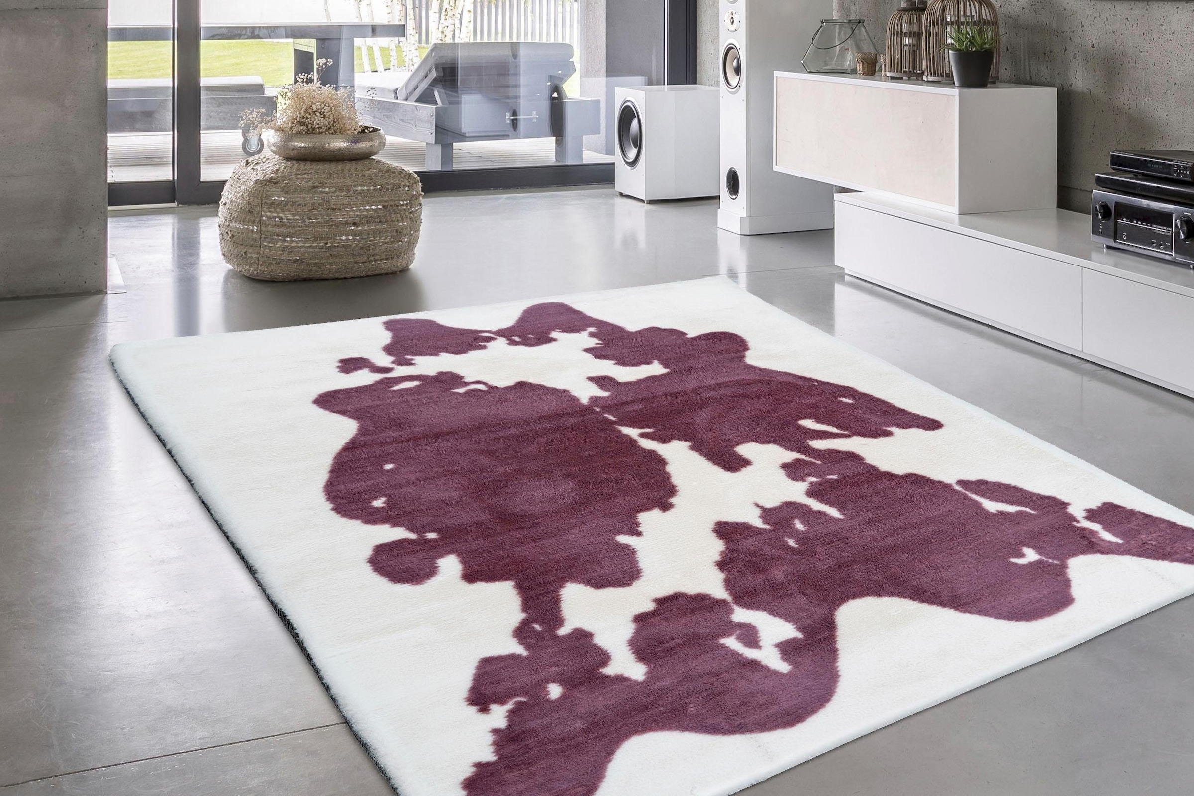Bruno Banani Hochflor-Teppich »Makayla«, rechteckig, 30 mm Höhe, Kuhfell-Muster, Kunstfell, weicher Flor