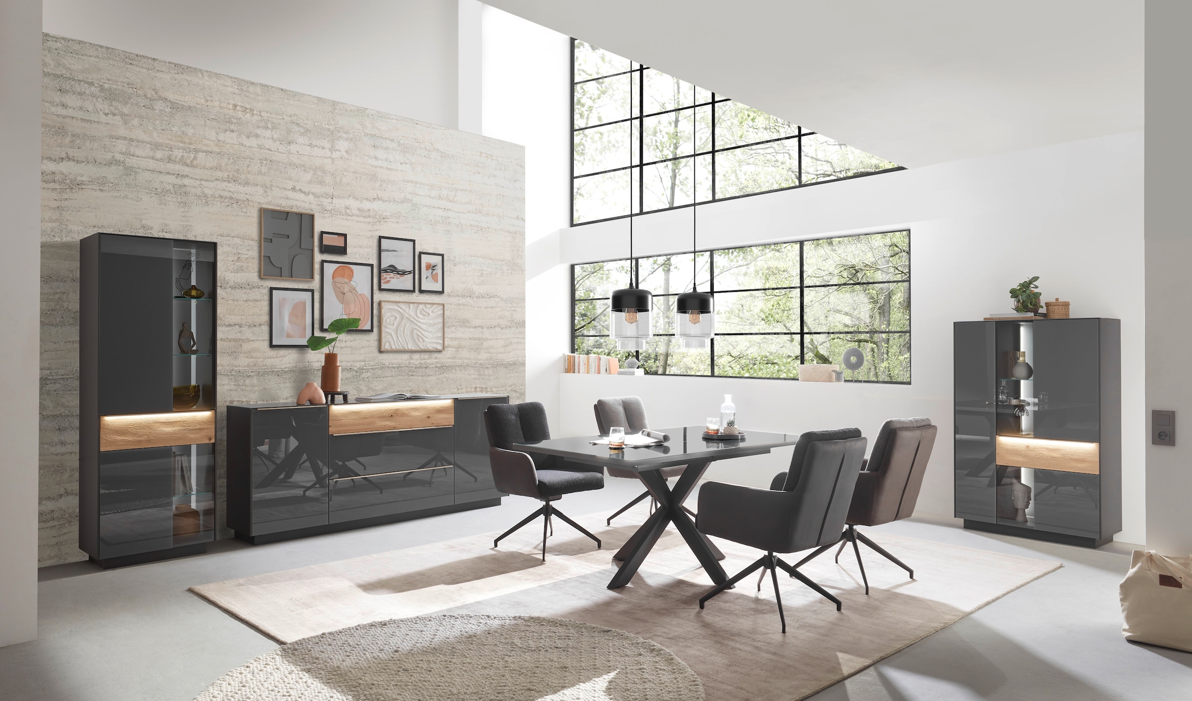Mäusbacher Highboard »Nova« Highboard, BHT 96/151/42 cm, inkl. Griffbeleuchtung, Türdämpfung