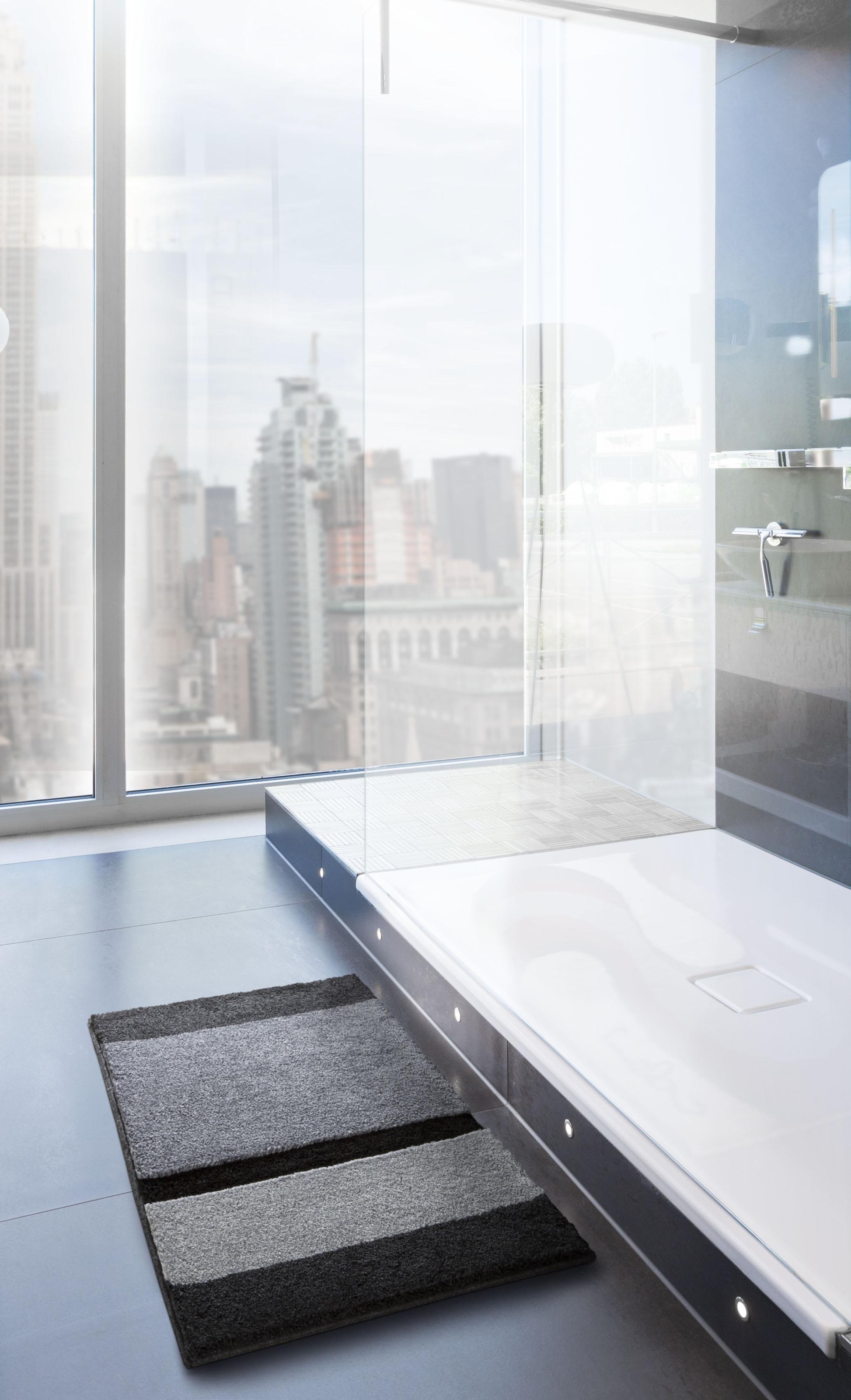 Grund Badematte »Room« Höhe 24 mm rutschhemmend beschichtet fußbodenheizungsgeeignet besonders dichter Flor, Badematte mit Streifen