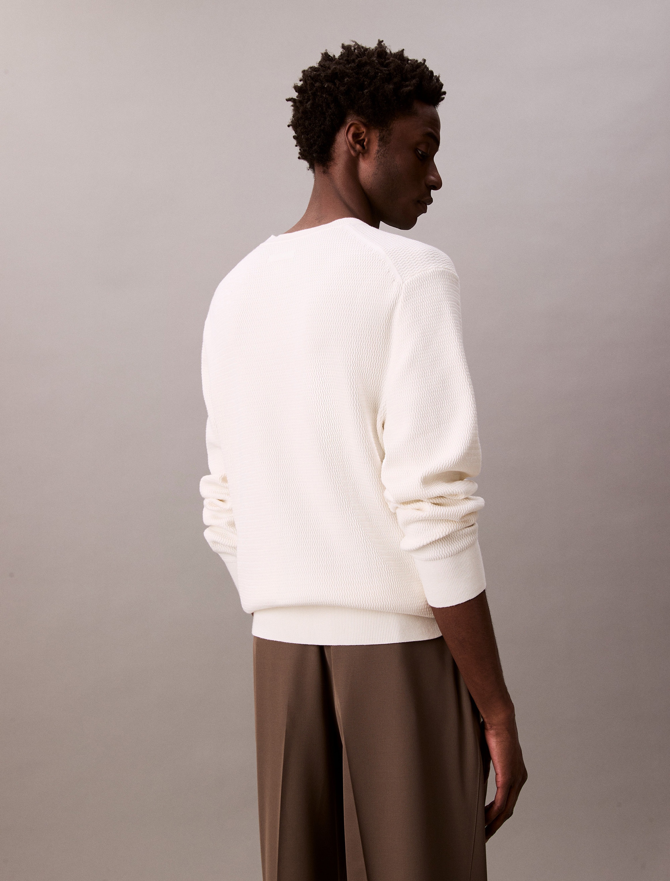 Calvin Klein Strickpullover »LS TXTR CTTN CRWNK S« Mit Rundhalsausschnitt