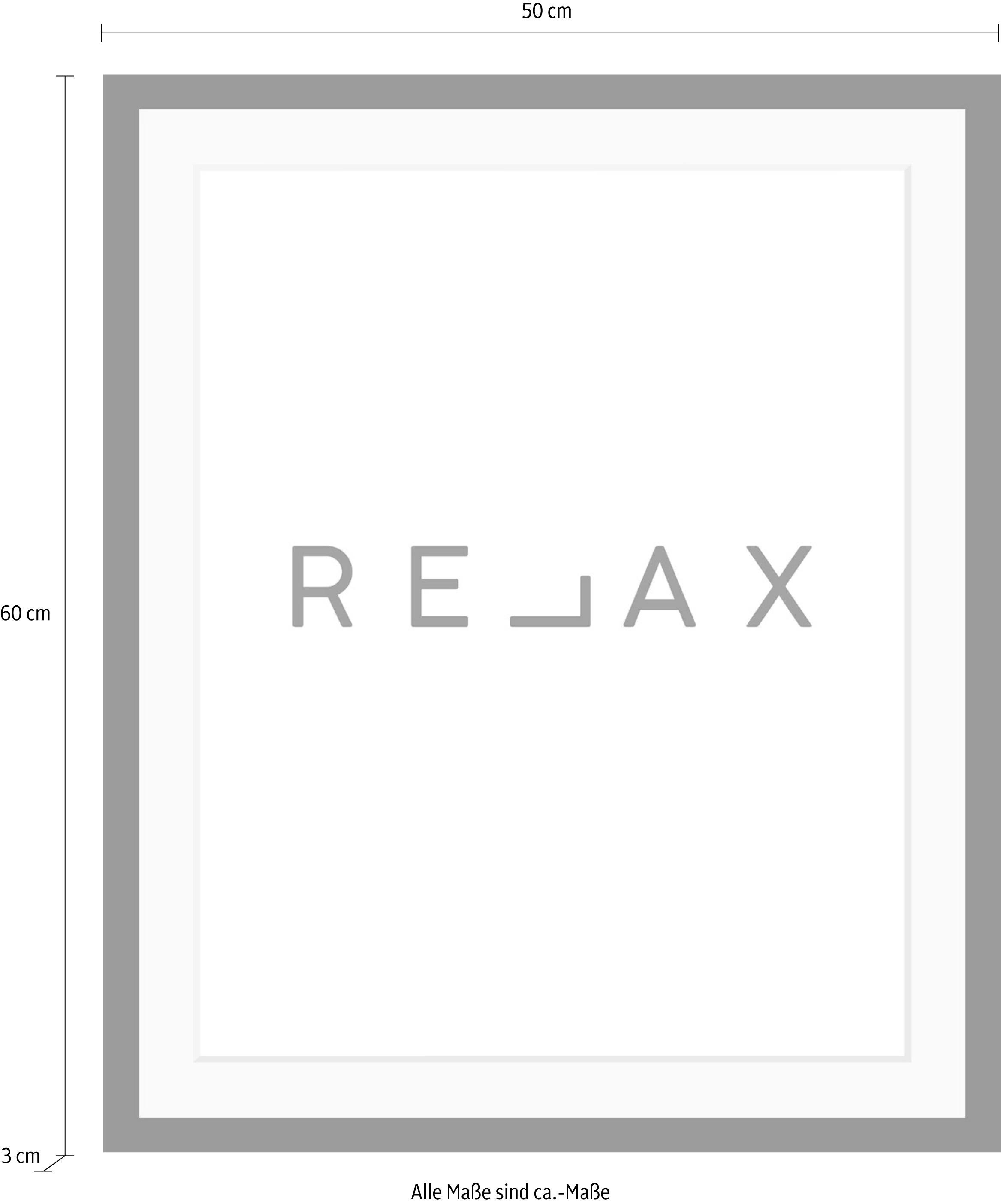 queence Bild »Relax«, Schwarz-Weiß-Schriftzug-Motivationsbilder-Humor, HD Premium Poster-Druck inkl. Holzrahmen