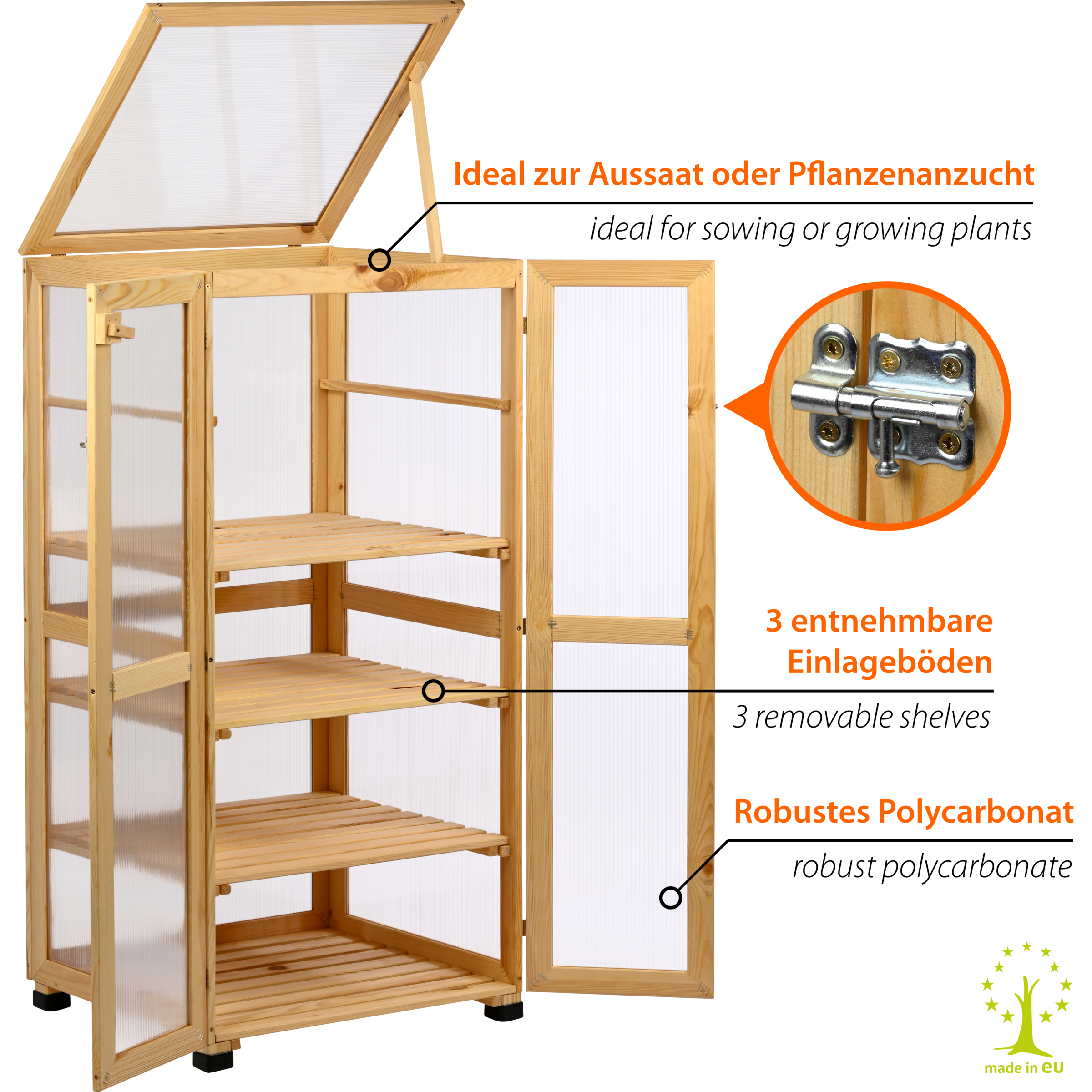 dobar Anzuchttopf »Dome« großer Anzuchtschrank aus FSC®-zertifiziertem Kiefernholz