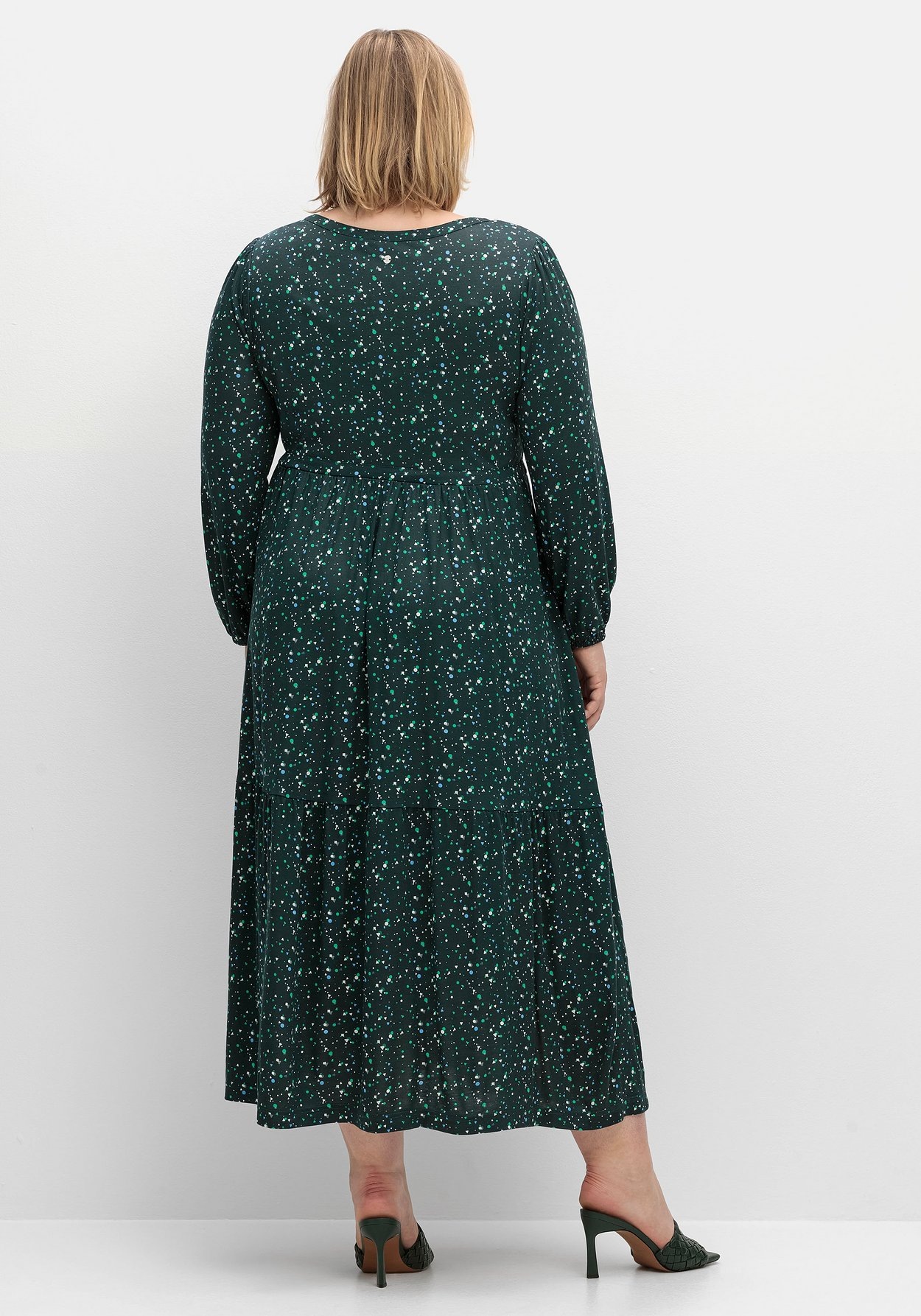 Sheego Jerseykleid »Jerseykleid mit Minimalprint und Taillen-Tunnelzug«