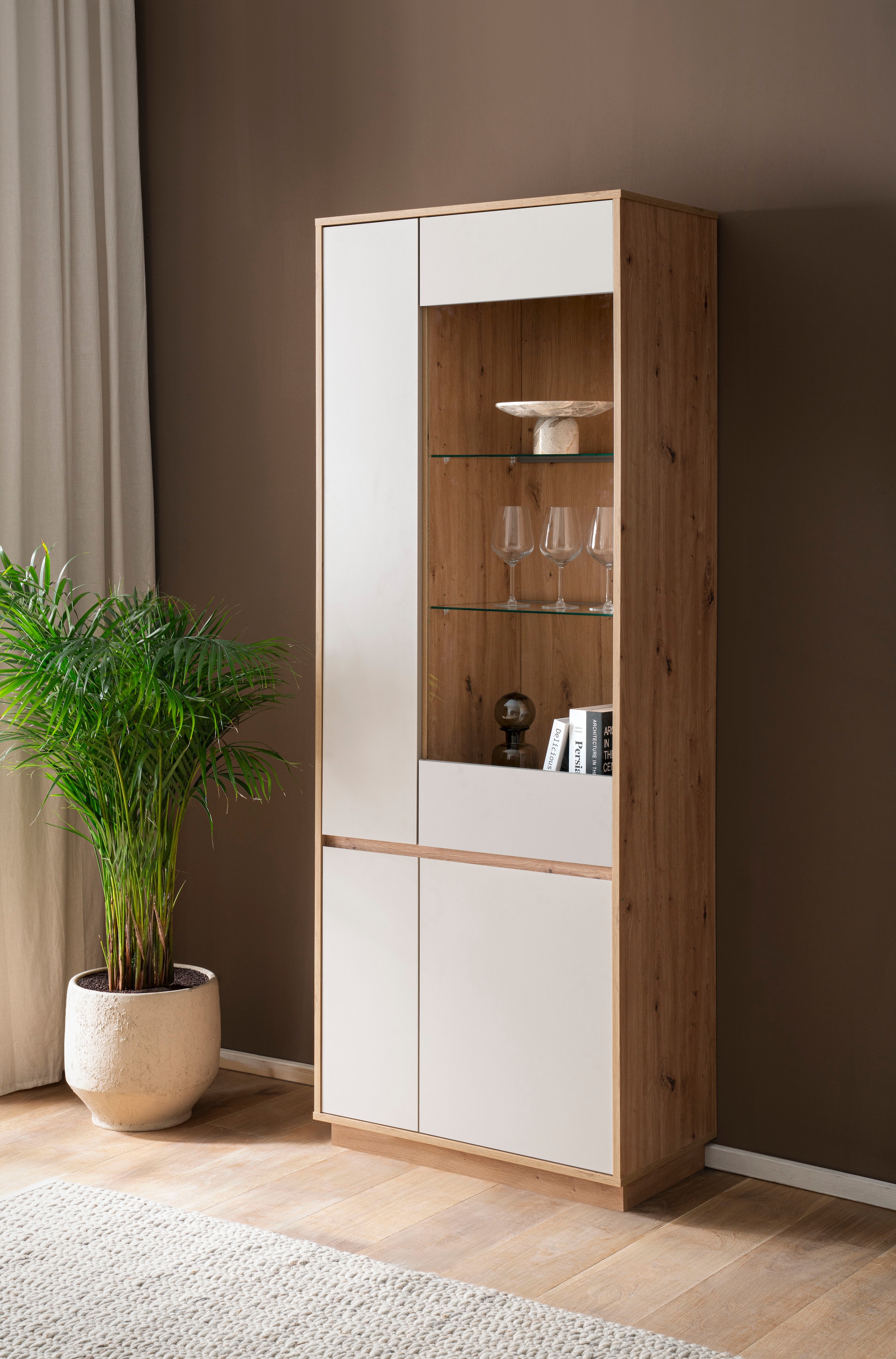 Home affaire Vitrine »Sonora, moderne Glasvitrine, Stauraumelement, Schrank« filigrane Rahmenoptik, ausreichend Stauraum, vielseitig einsetzbar