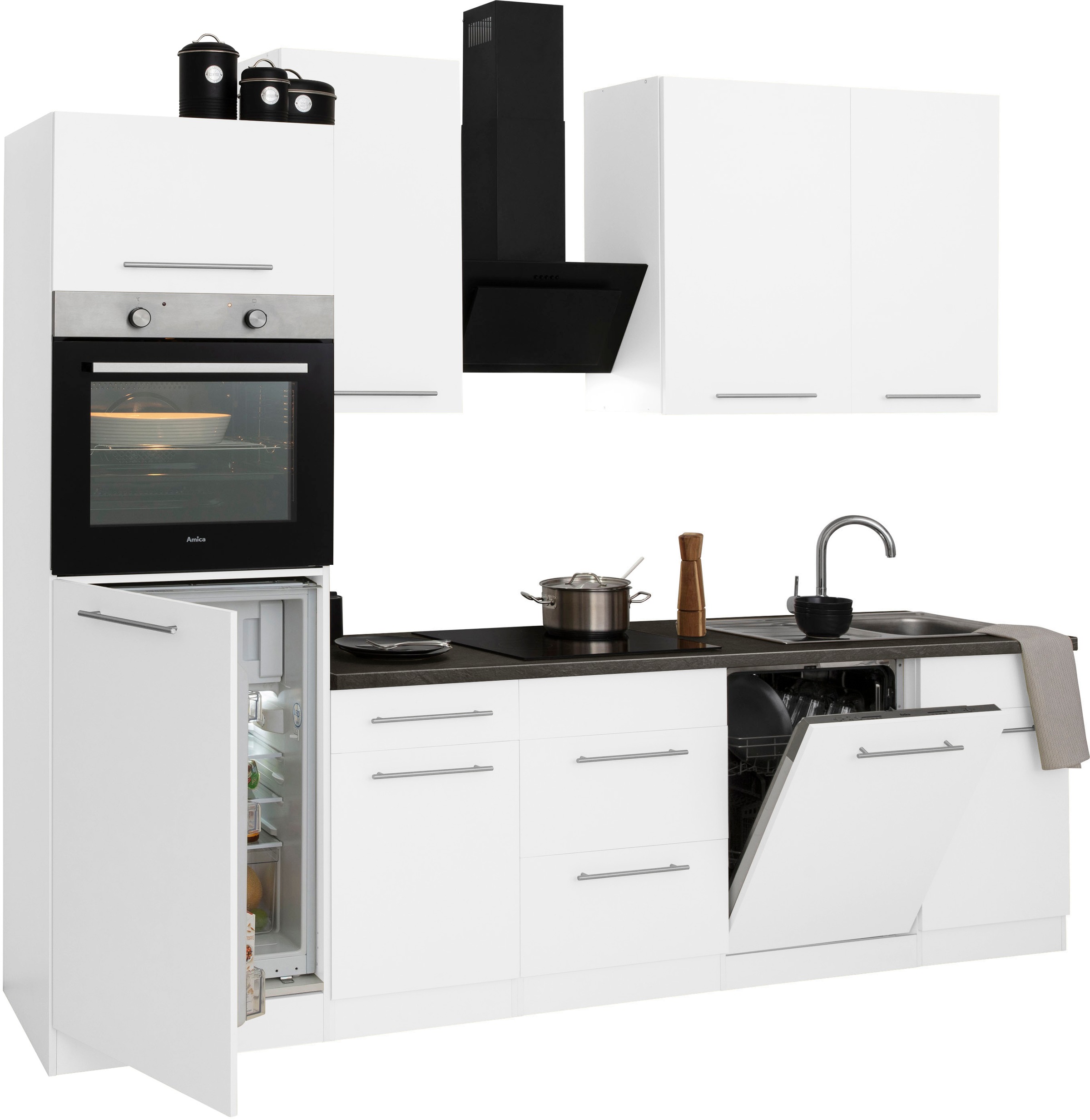 wiho Küchen Küchenzeile »Unna« mit E-Geräten, Breite 280 cm