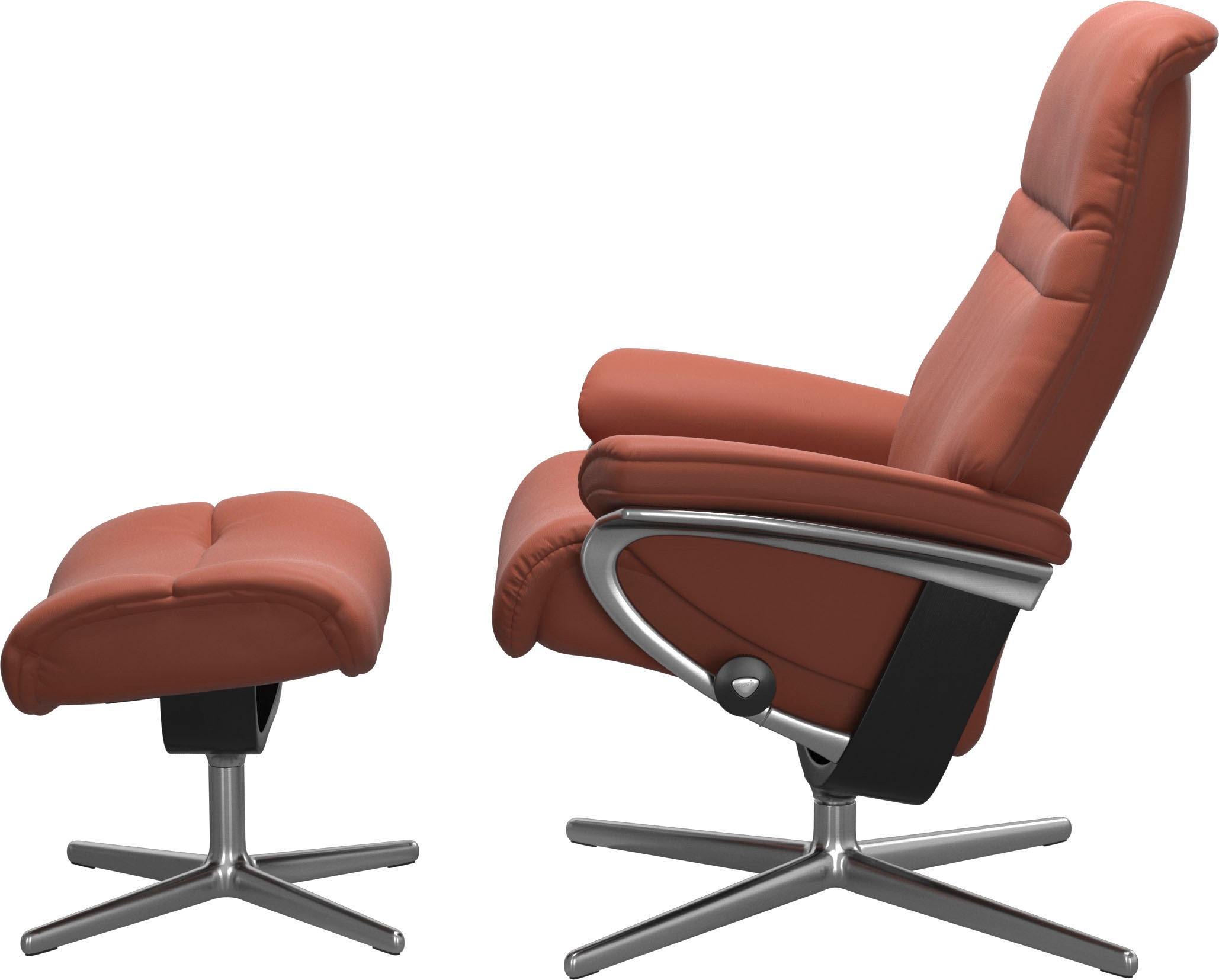 Stressless® Relaxsessel »Sunrise«, (Set, Relaxsessel mit Hocker), mit Hocker, mit Cross Base, Größe S, M & L, Holzakzent Schwarz