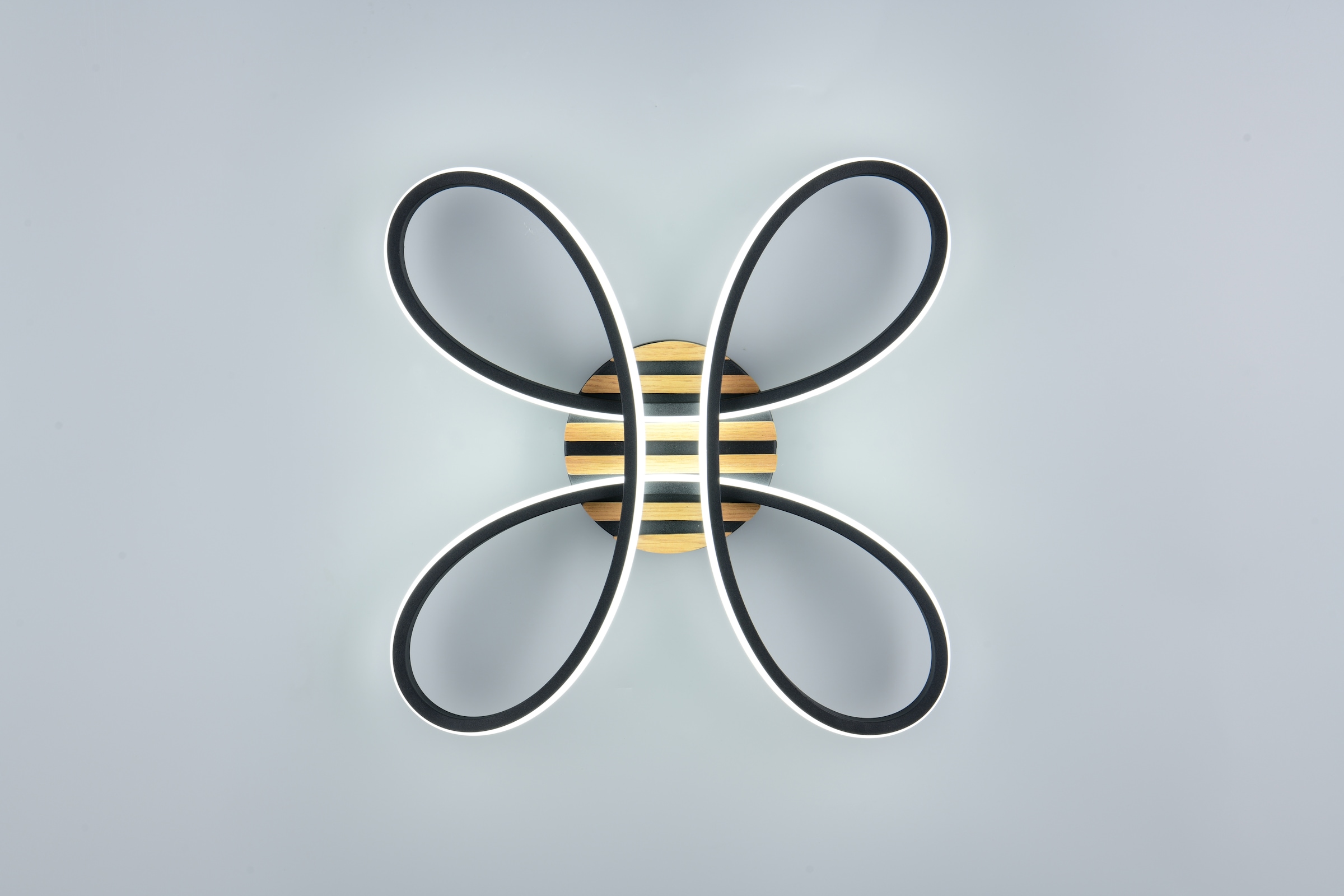 OTTO home LED Deckenleuchte »Ullii, Deckenlampe mit Fernbedienung dimmbar Nachtlicht Memory« LED-Board 1 Stk. warmweiß - kaltweiß CCT stufenlos warm- bis kaltweiß, Holzelemente in Optik Akustikpaneel