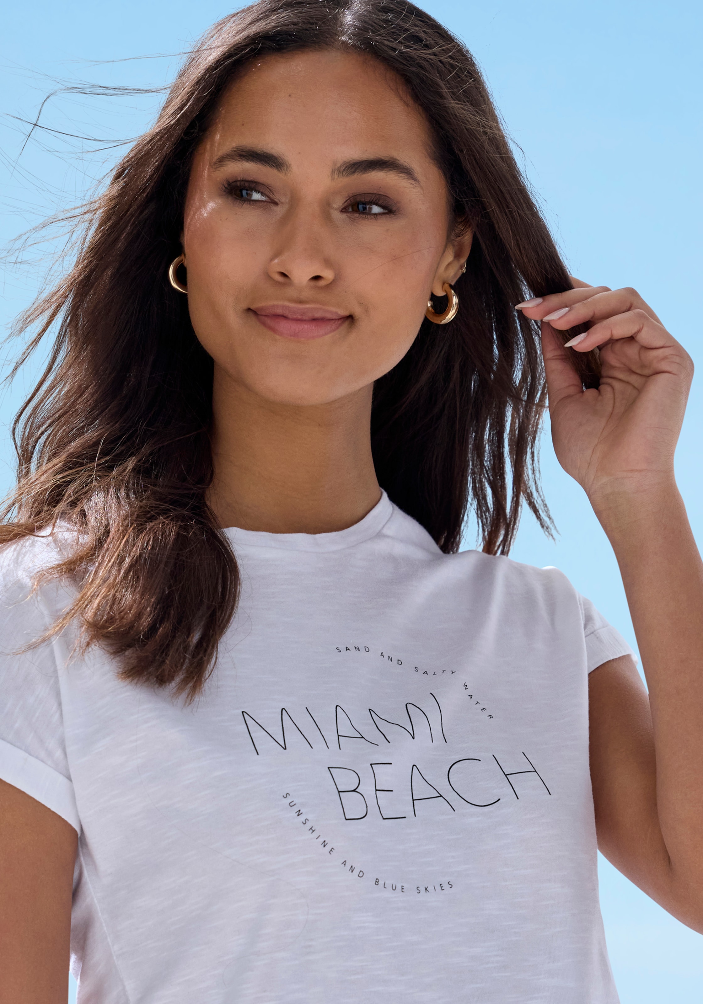 Vivance T-Shirt »mit modischem Frontprint«, (2er-Pack), aus weicher Baumwoll-Qualität