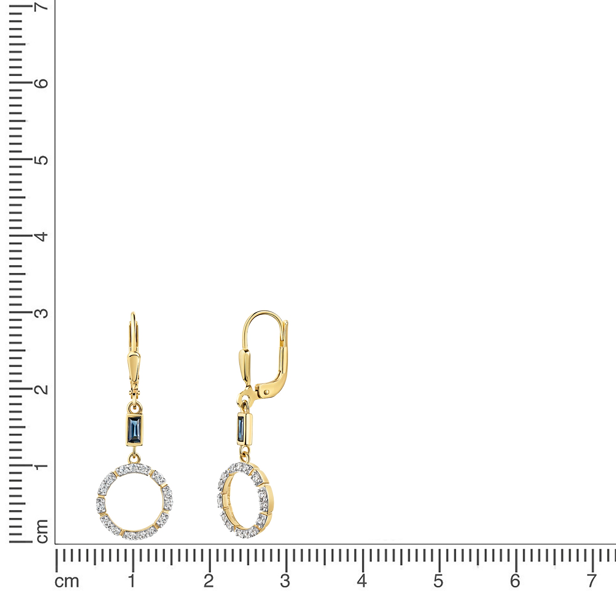 Firetti Paar Ohrhänger »Schmuck Geschenk Gold 333 Ohrschmuck Ohrringe Baguette Kreis« mit Zirkonia (synth.), Saphir