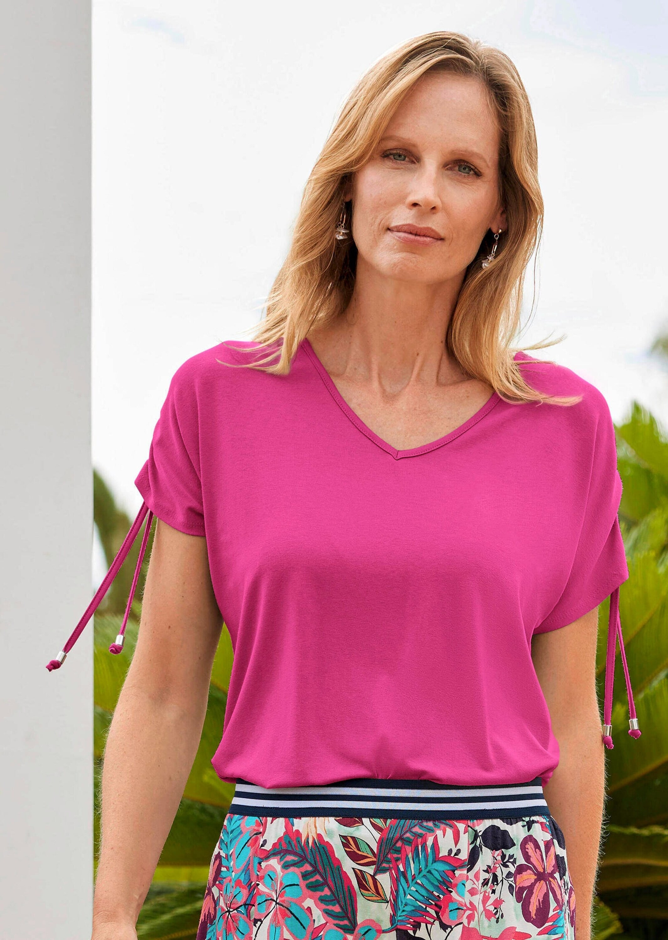 GOLDNER Kurzarmshirt »Kurzgröße Kurzarm Viskose-Oberteil« strechbequeme Viskosejersey