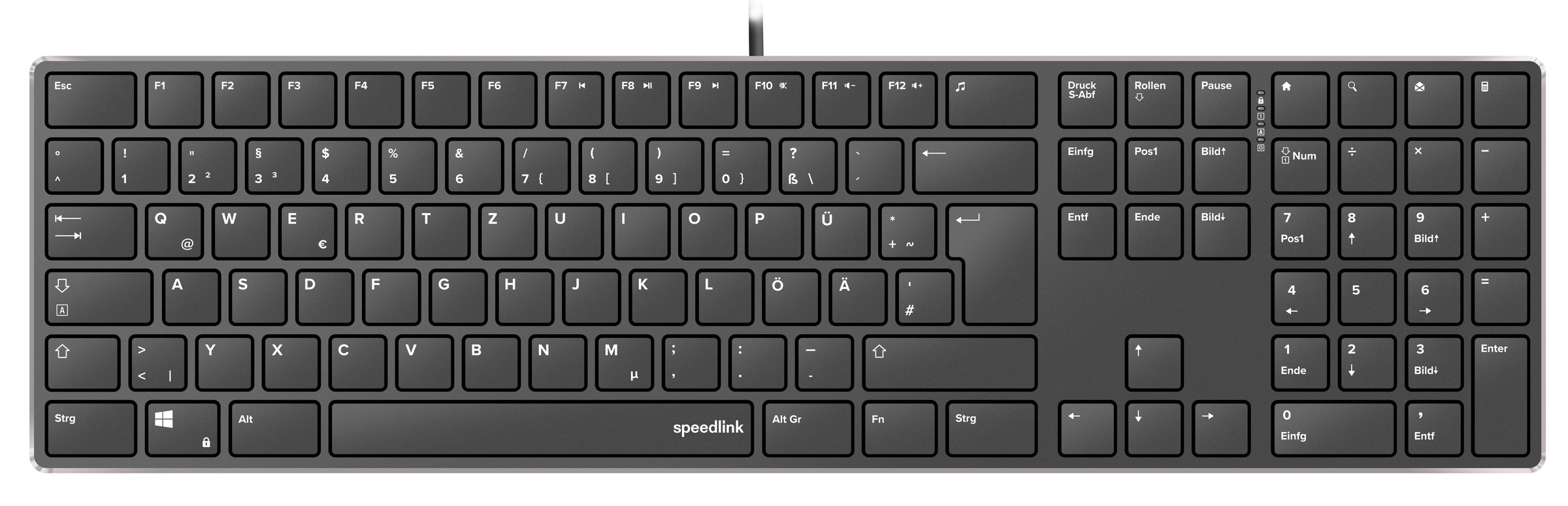 Speedlink Tastatur »RIVA Slim Metal Scissor Keyboard, SATEEN Ergonomic Wrist Rest«, inkl. Handgelenkauflage