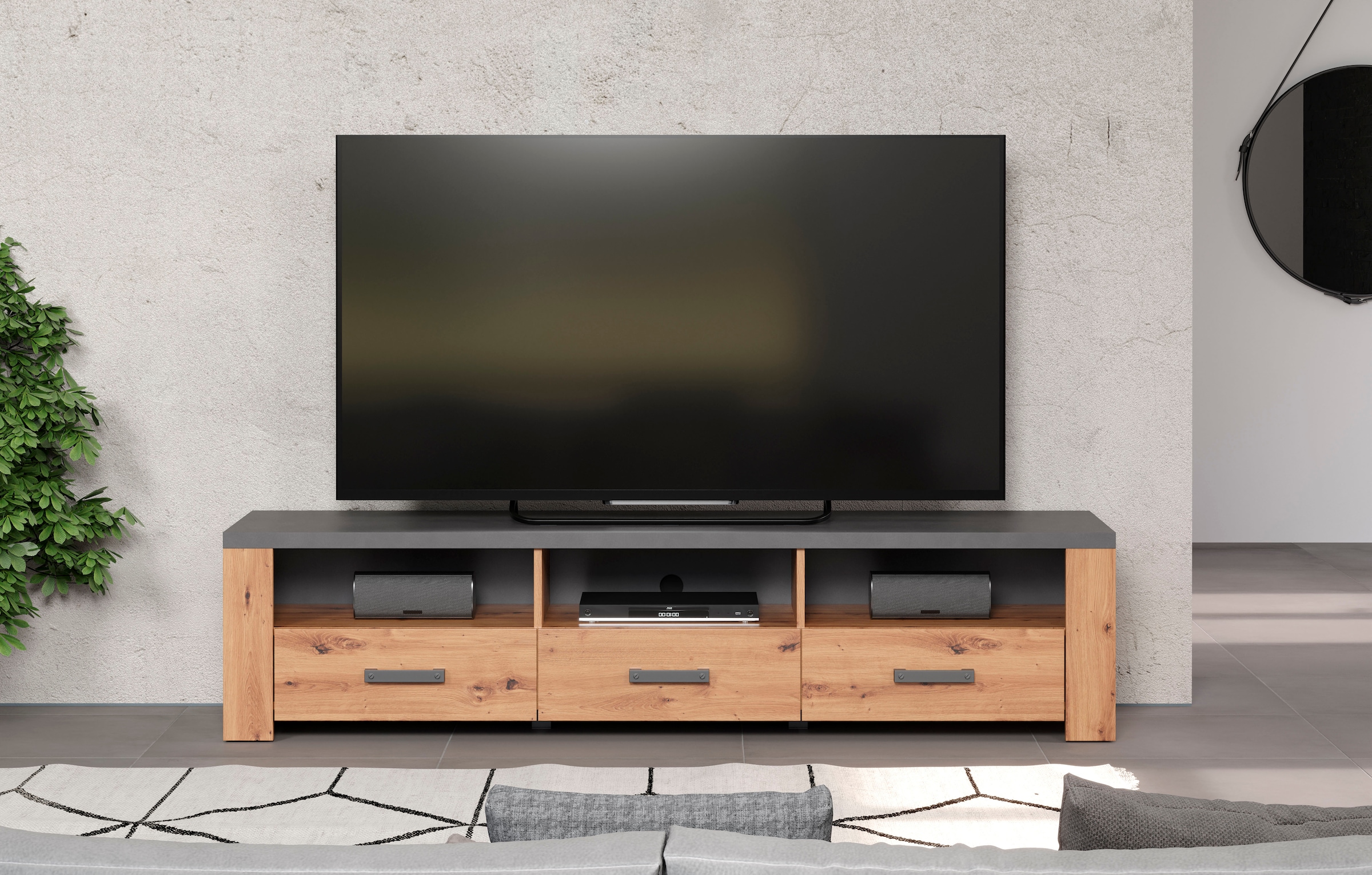TV-Board »Ambres«, (1 St.), matte Echtholzoptik, ca. Maße BxH: 180x43 cm, TV Schrank,...