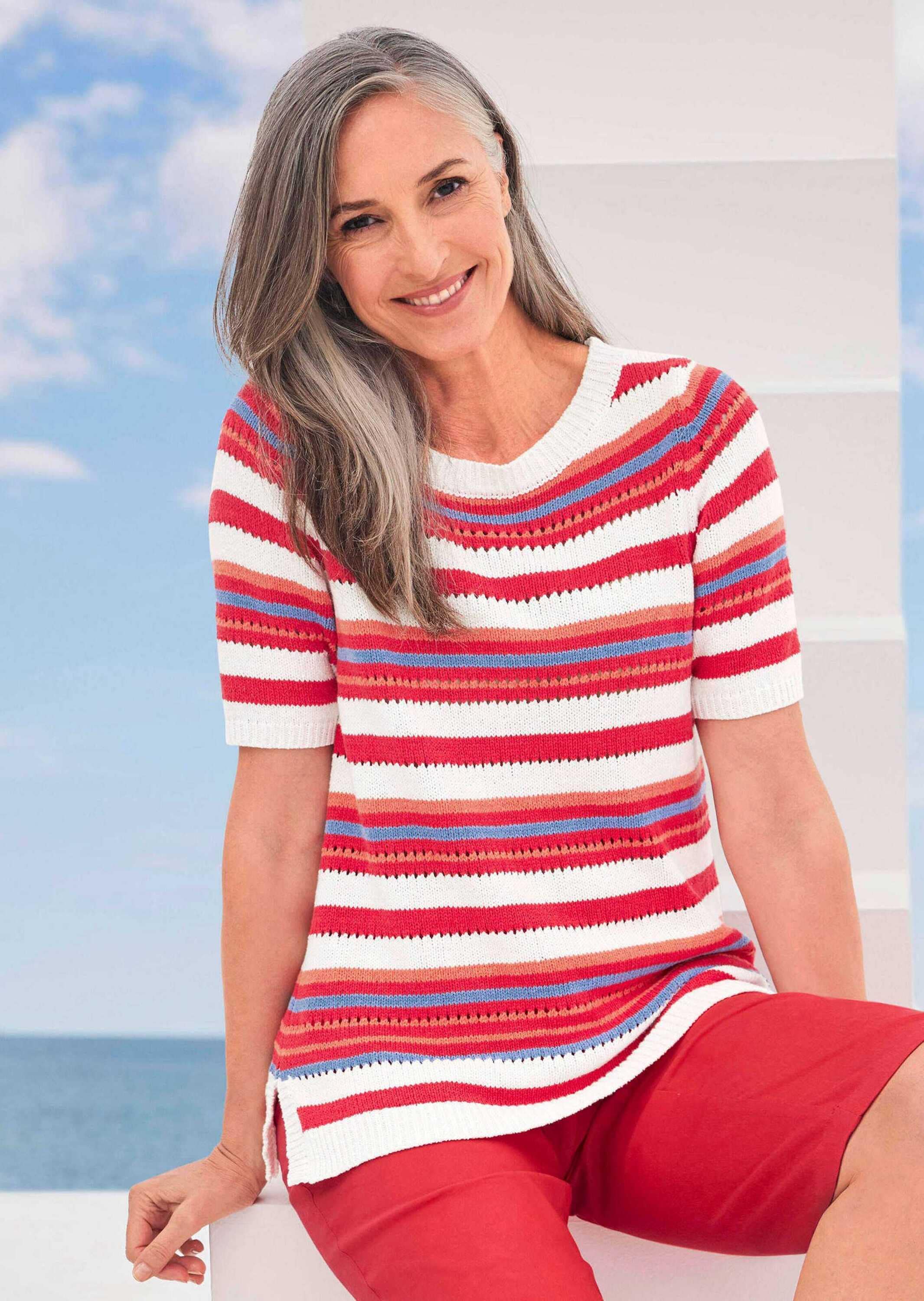 GOLDNER Rundhalspullover »Streifenpullover mit U-Boot-Ausschnitt«