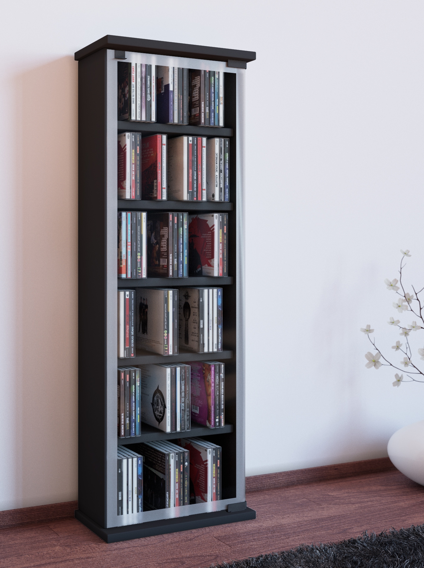 VCM Media-Regal »Holz CD DVD Stand Regal Schrank Classic Glastür«