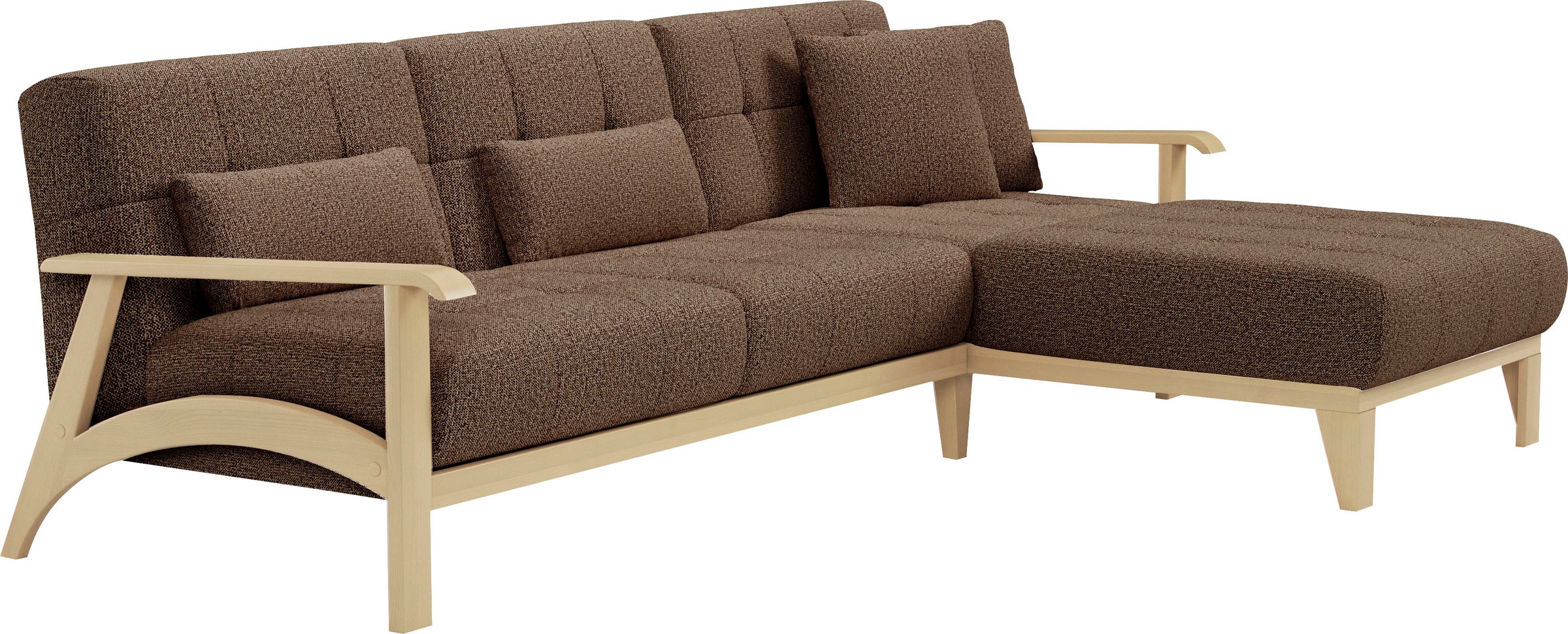 sit&more Ecksofa »Billund L-Form«, Armlehnen aus Buchenholz in natur, verschiedene Bezüge und Farben