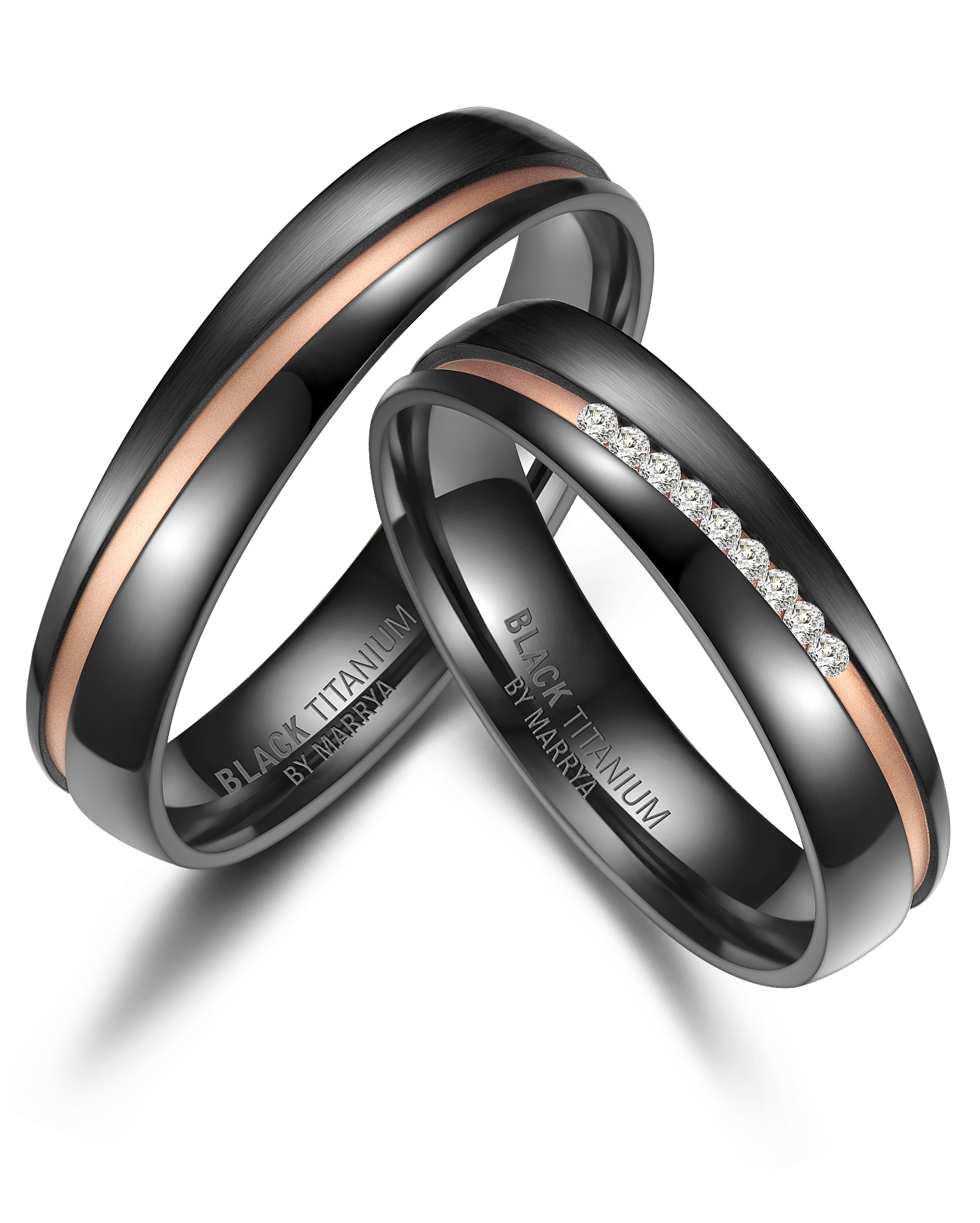 Perlenring »BLACK TITANIUM by MARRYA Black Titanium - Zirkonium Trauring Ehering...