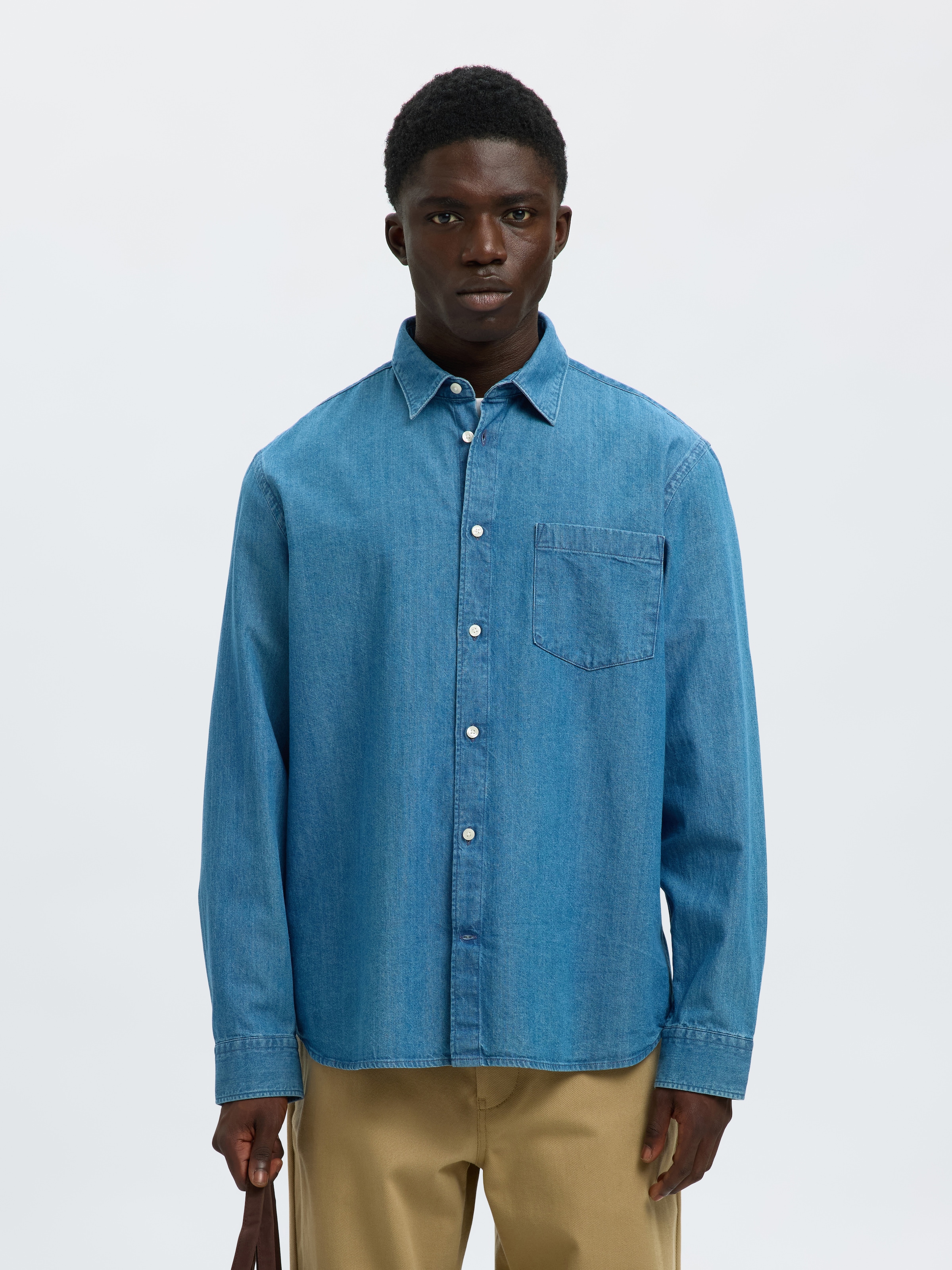 SELECTED HOMME Langarmhemd »SLHREGCARLO DENIM LS SHIRT NOOS«