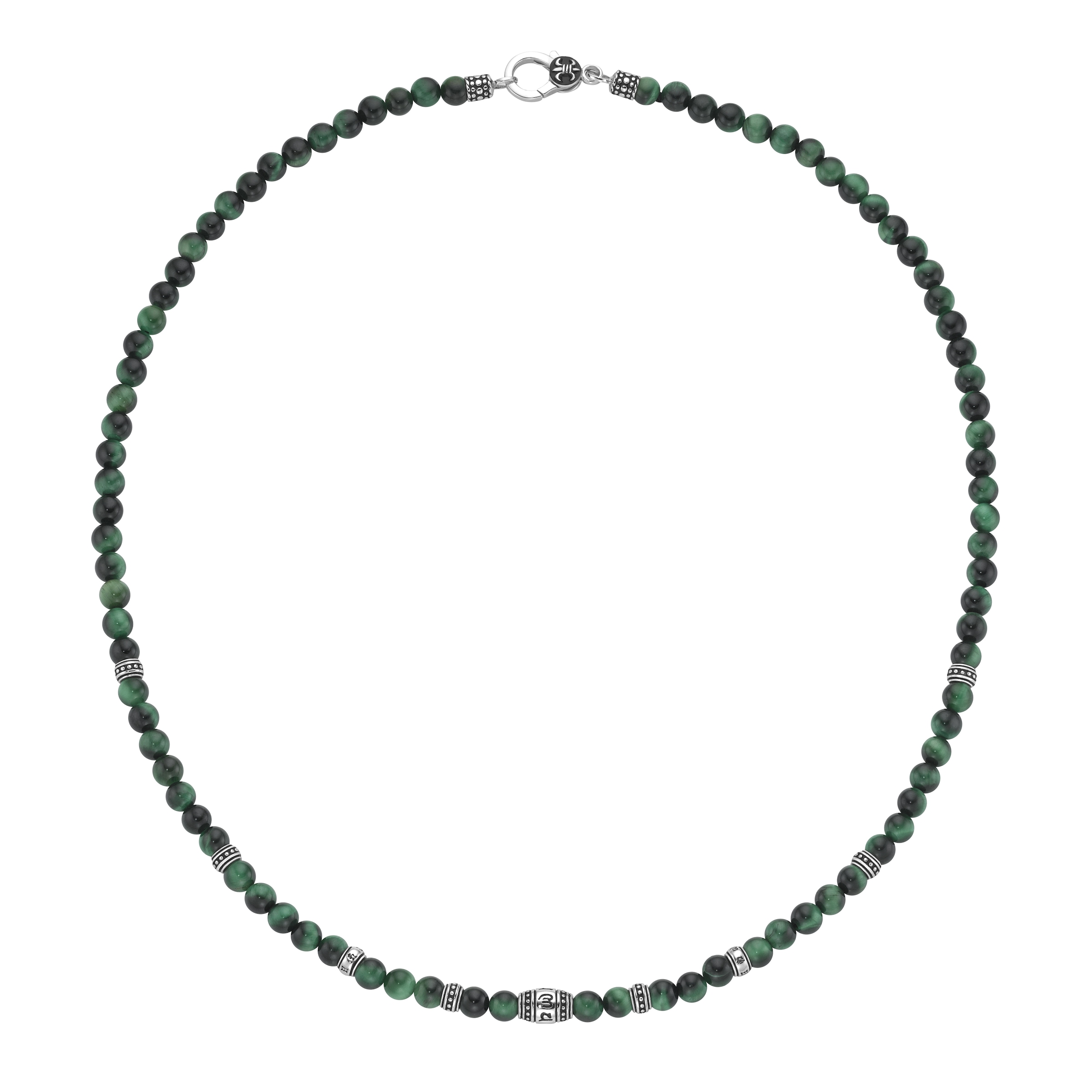 GIORGIO MARTELLO MILANO Collier »Collier mit grünen Tigerauge-Kugeln, Silber 925«