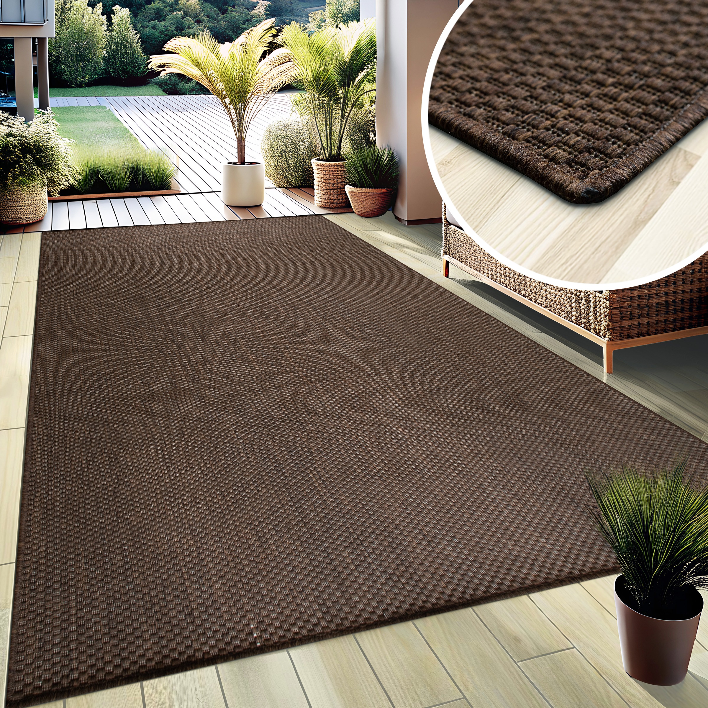 my home Teppich »Venedig auch als Läufer erhältlich«, rechteckig, 4 mm Höhe, In- und Outdoor geeignet, Sisal-Optik, Wetterfest & UV-beständig