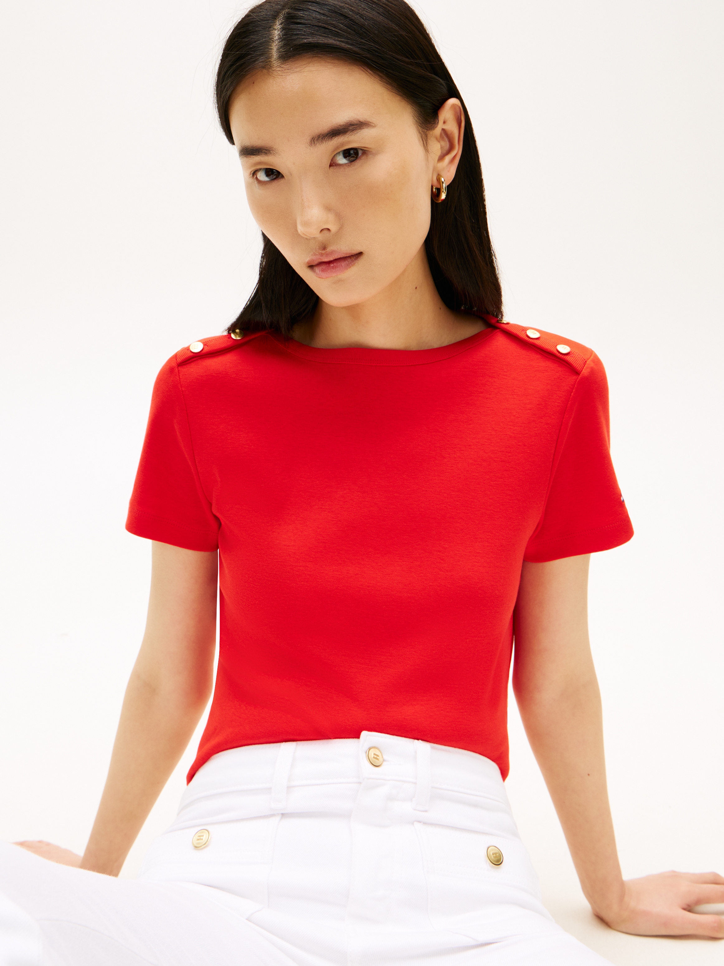 Tommy Hilfiger Kurzarmshirt »GOLD BUTTON SLIM SS TEE«