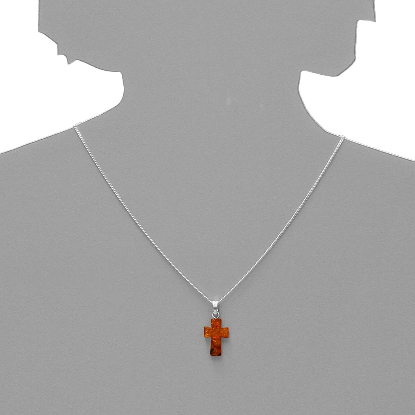 OSTSEE-SCHMUCK Kettenanhänger »- Kreuz 28 x 16 mm Silber 925/000 - Bernstein -,«