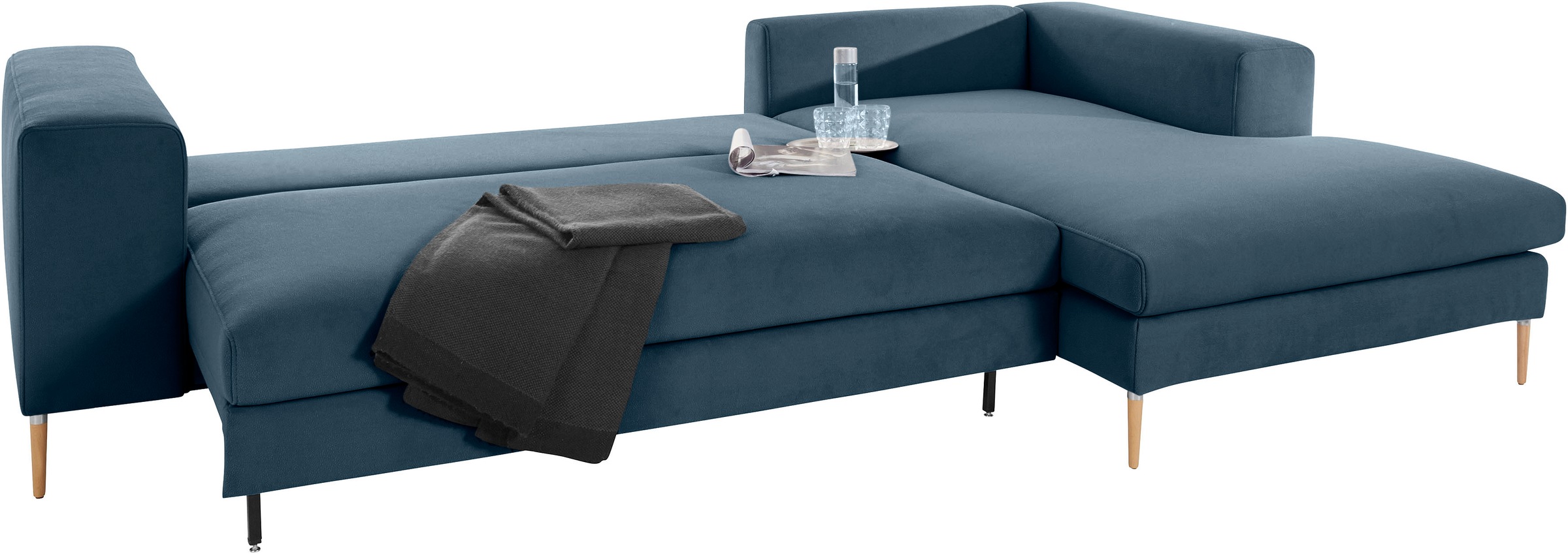 OTTO products Polsterecke »Finnja, softer, legerer Sitzkomfort, bequem, zeitloses Design, L-Form«, Mit Bettfunktion & Bettkasten