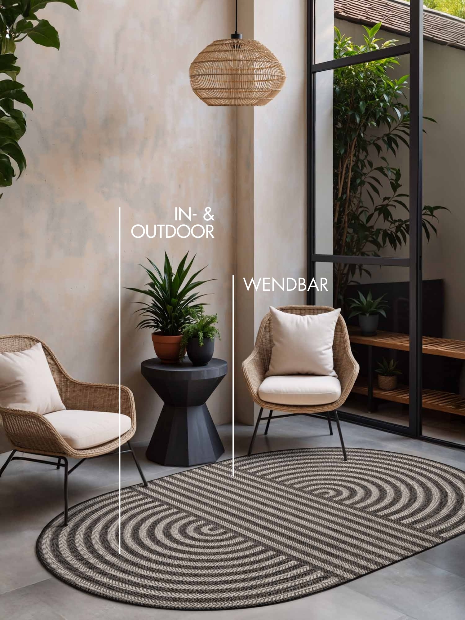 Ted Baker Teppich »Woodfield« oval 8 mm Höhe Designteppich, Wetterfest, Pflegeleicht, Modern, Wohnzimmer, Terrasse