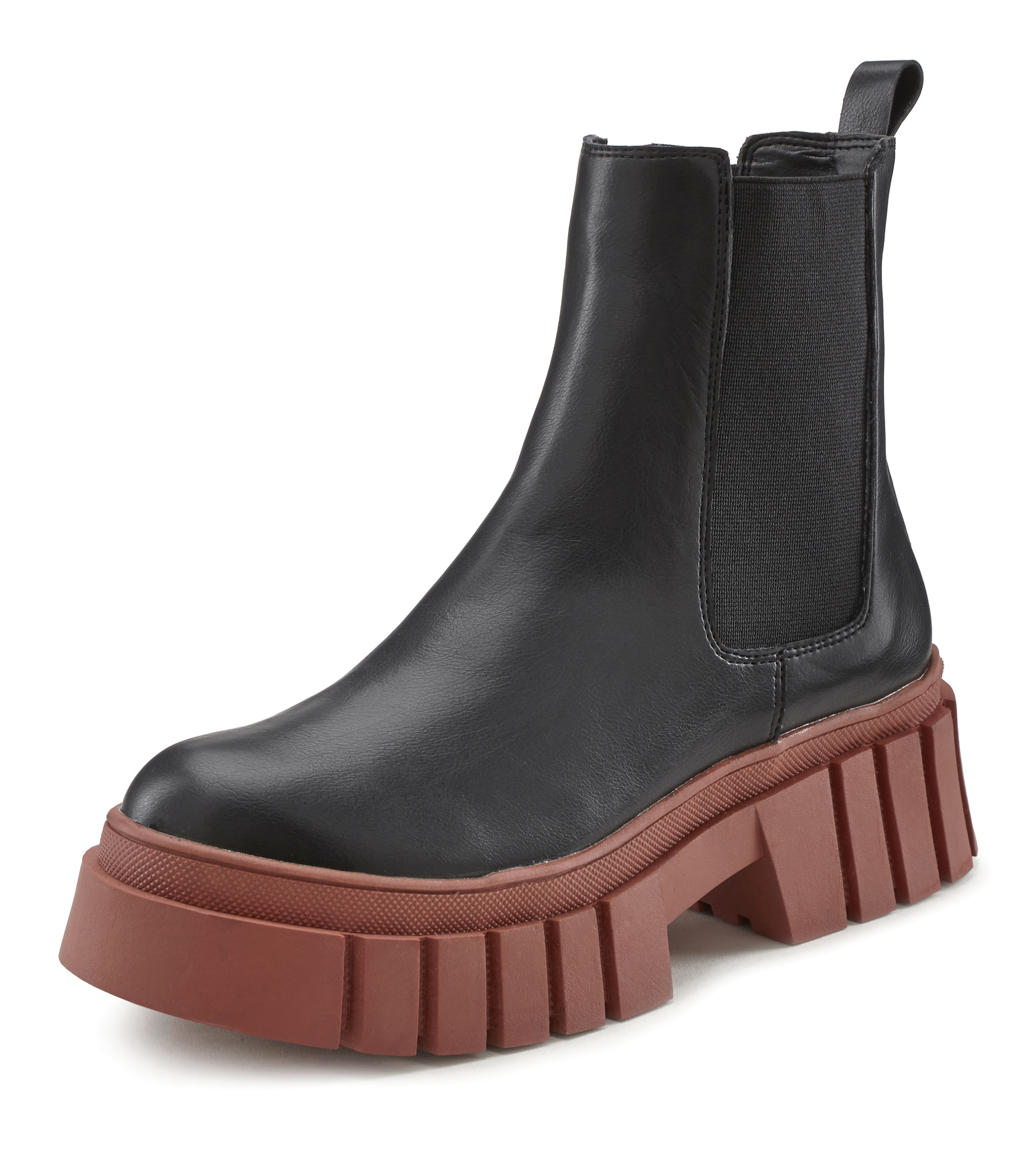 Chelseaboots, Plateaustiefelette, Ankle Boots mit Chunky Sohle im trendigen Farbmix