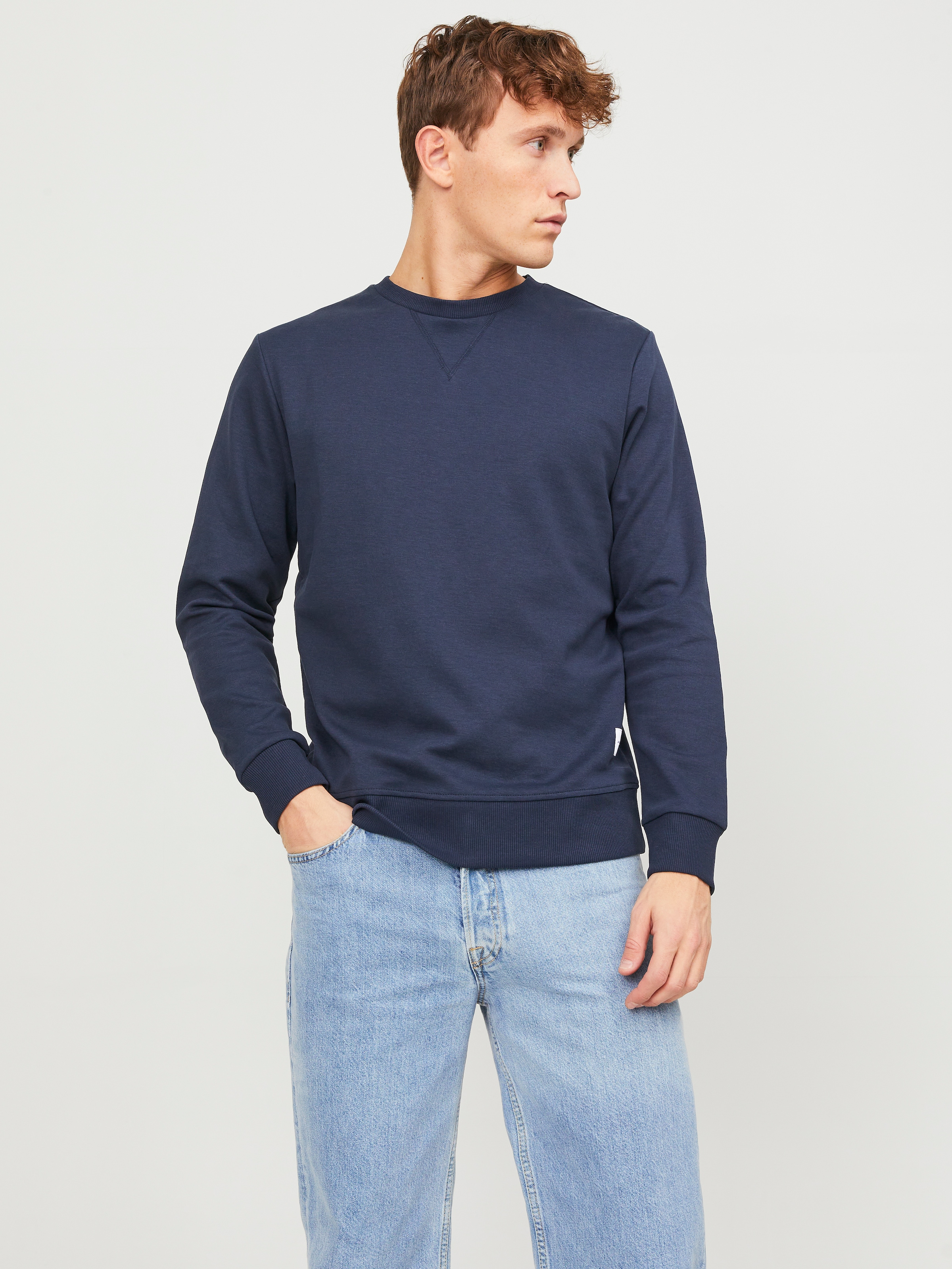 Jack & Jones Sweatshirt »JJEBASIC mit Flaglabel und weicher Baumwollmischung«, unifarben, modisch, regular fit, Baumwolle, Rundhals
