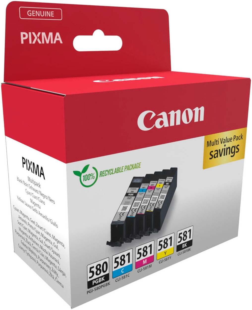 Canon Tintenpatrone »PGI-580BK/CLI-581 BK/C/M/Y Pigment- und Farbstofftinte Multipack«