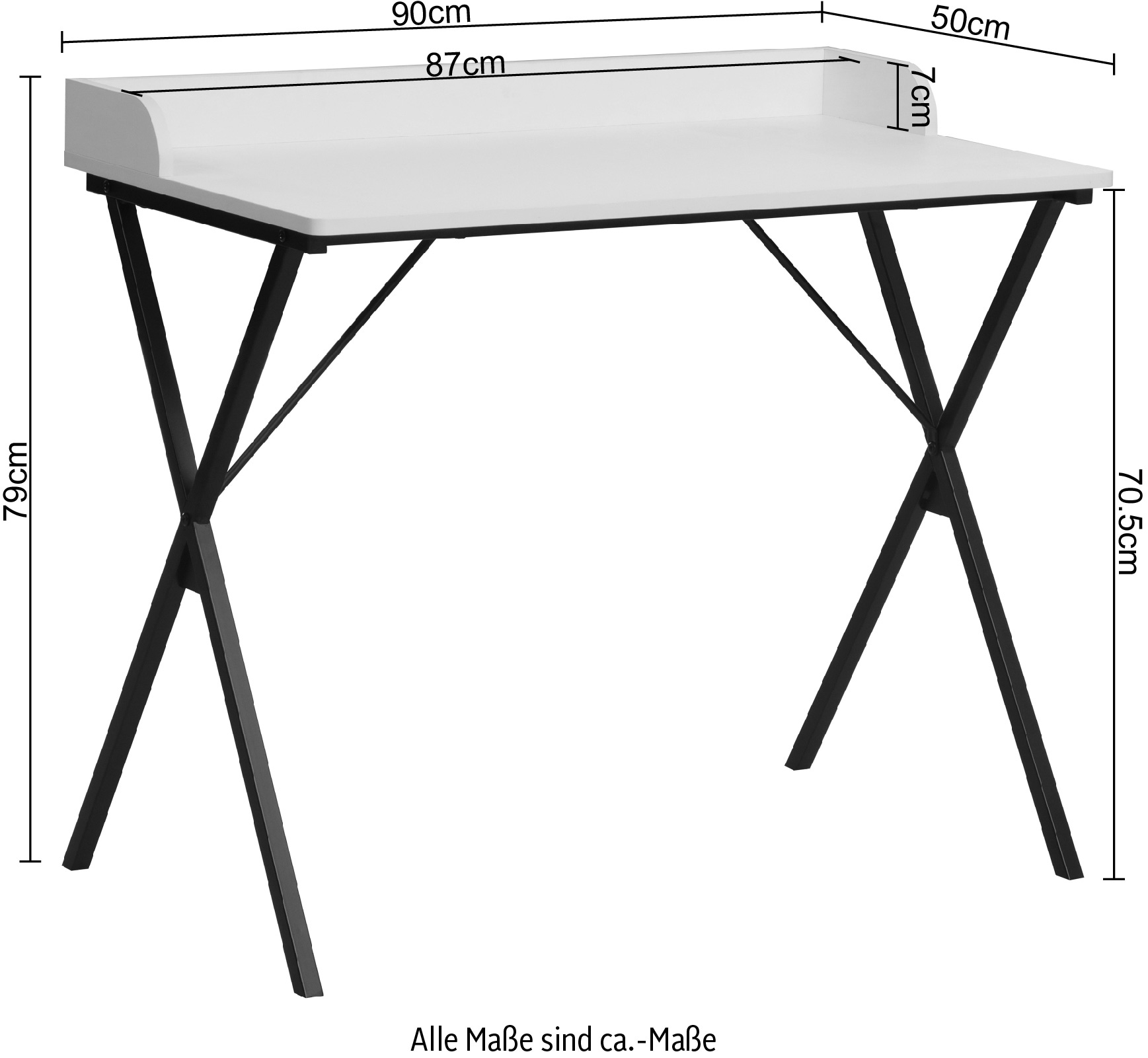 Home affaire Büromöbel-Set »Forres, bestehend aus Schreibtisch & Regal«, (2 tlg.), Metallgestell, einzeln stellbar, FSC®-zertifiziert