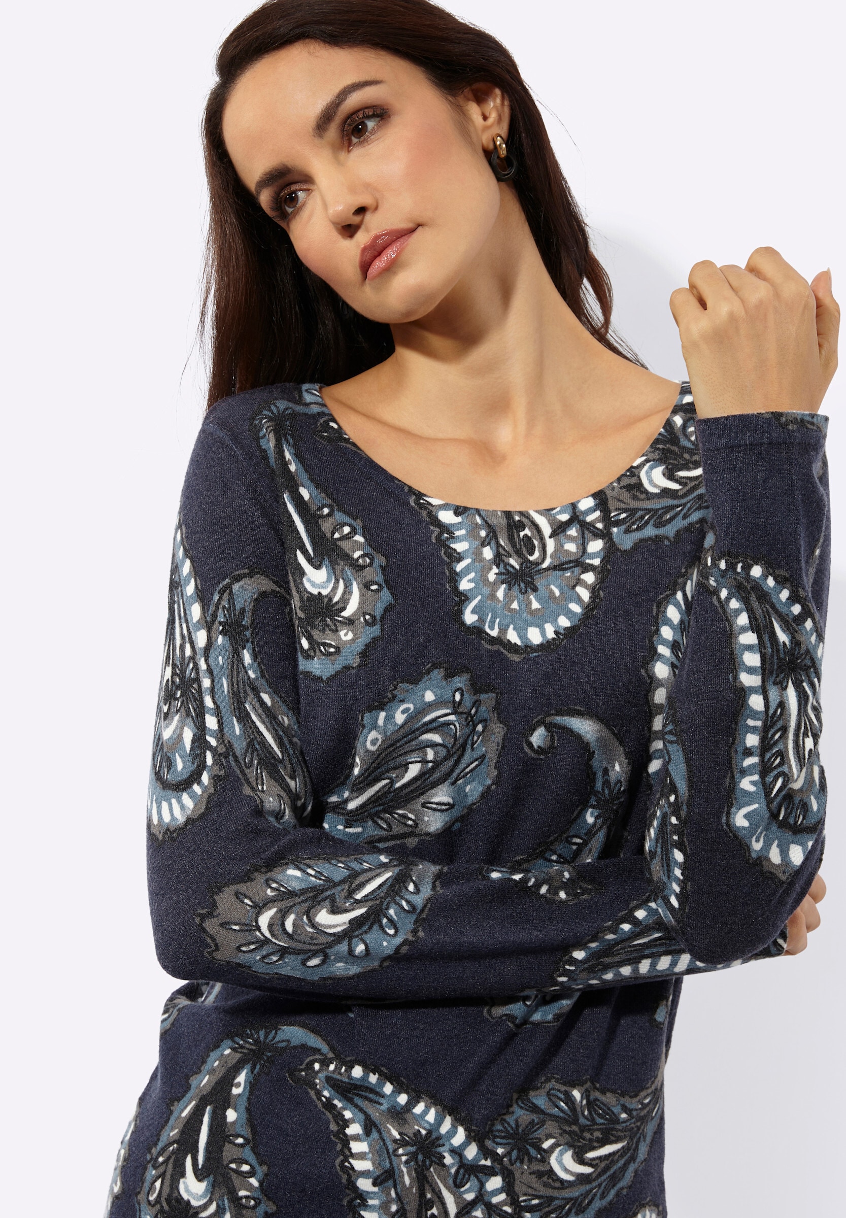 creation L Strickpullover »Druck-Pullover Feinstrickpullover mit Paisley-Dessin«