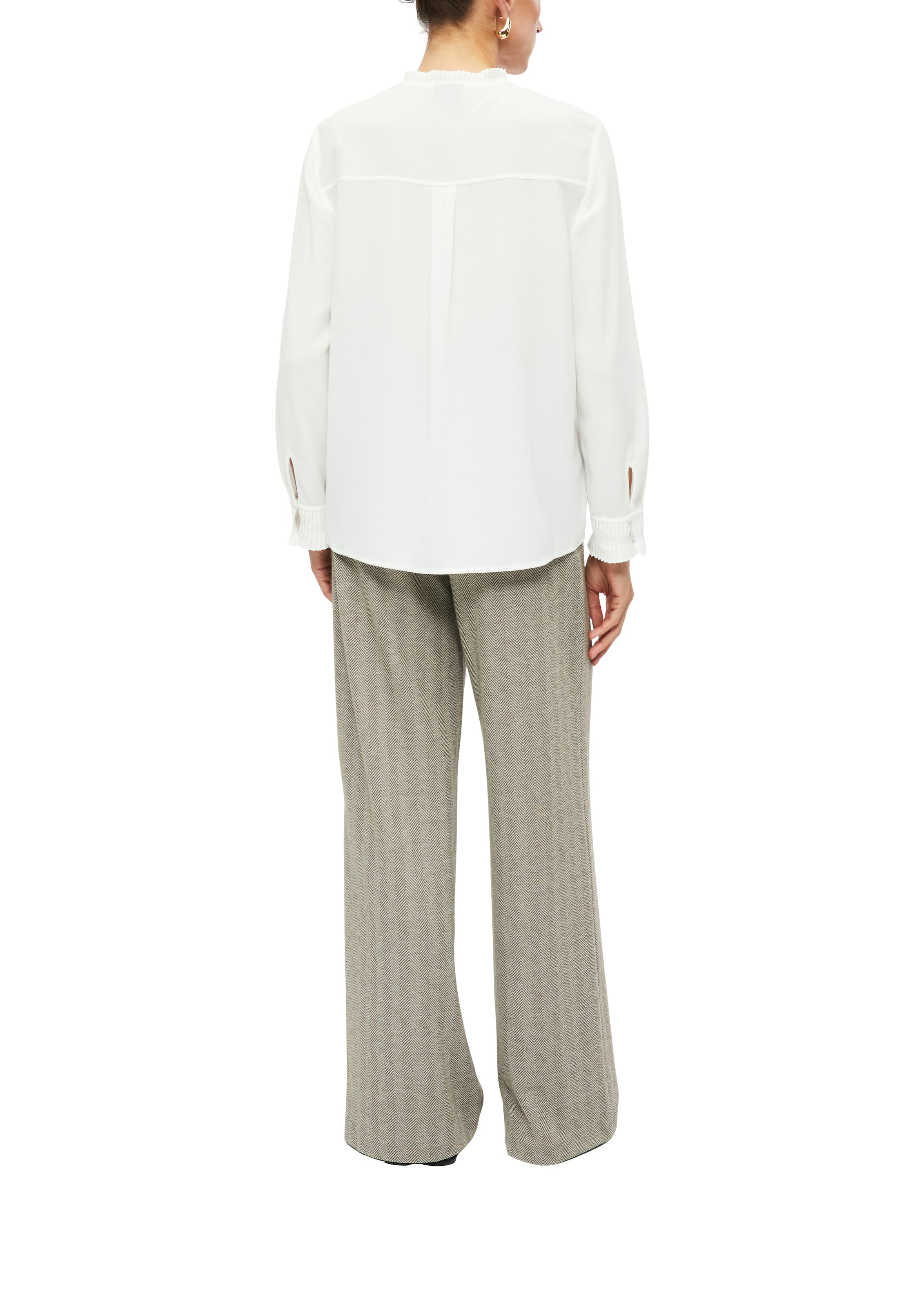s.Oliver BLACK LABEL Stoffhose  mit Fischgratmuster und elastischem Bund