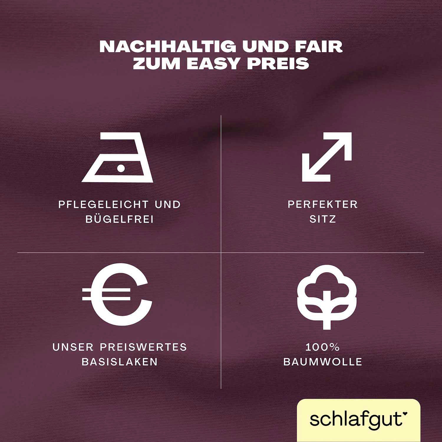 Schlafgut Spannbettlaken »EASY aus 100% Baumwolle, weich & saugfähig, Marken-Bettlaken« für Matratzen bis 22 cm Höhe, in 90x200, 140x200 oder 180x200 cm