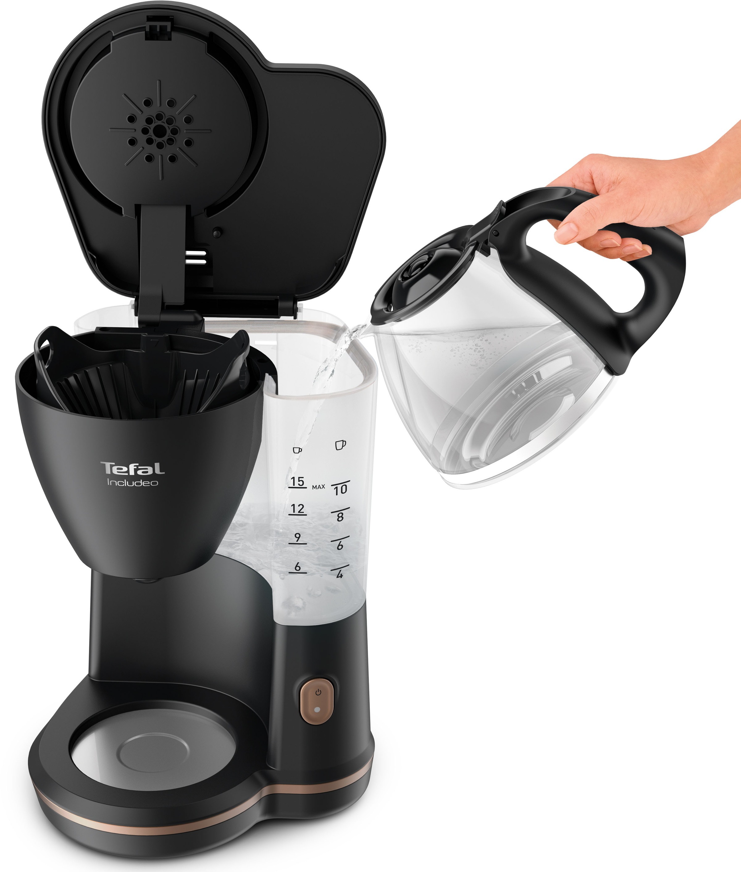 Tefal Filterkaffeemaschine »CM5338 Incluedo«, 1,25 l Kaffeekanne, 1,25 L, 10 - 15 Tassen, herausnehmbarer Filtereinsatz mit zwei Griffen