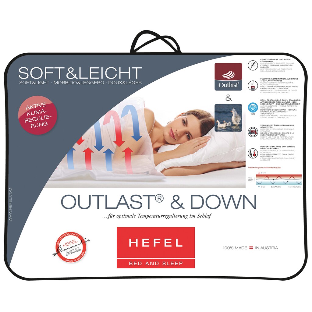 Hefel Sommerbettdecke »Outlast & Down«, leicht, (1 St.)