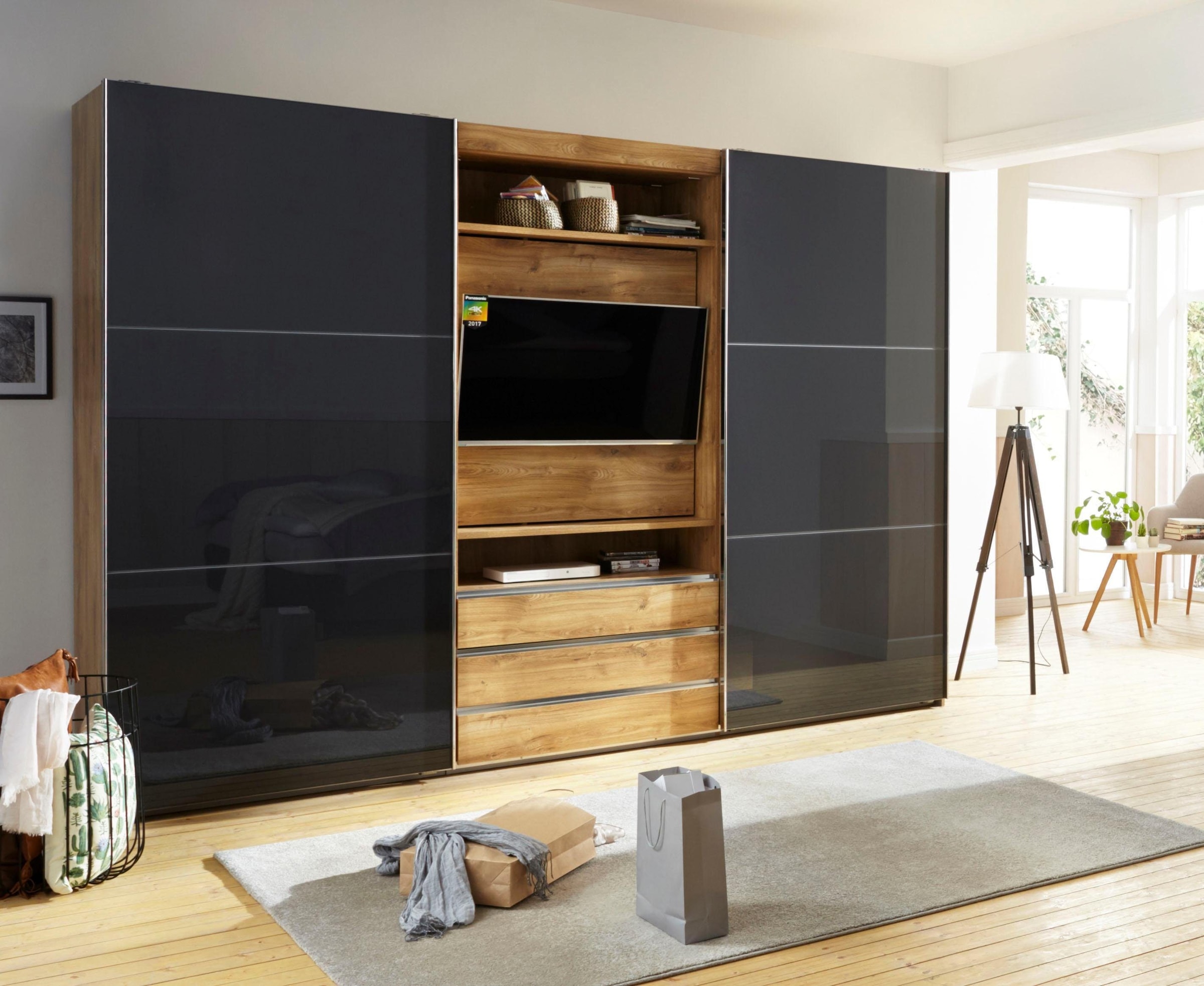 Wimex Schwebetürenschrank »Magic by fresh to go« tolles EXTRA: mit drehbarem TV-Element, Fronten aus Glas