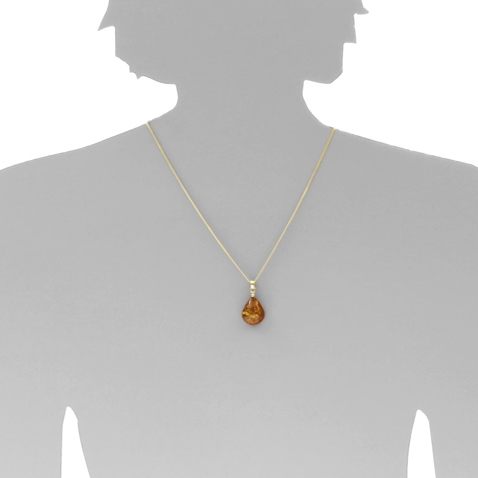 OSTSEE-SCHMUCK Kette mit Anhänger »- Tropfen ca. 20 mm lang - Silber 925/000, vergoldet - Bernstein«