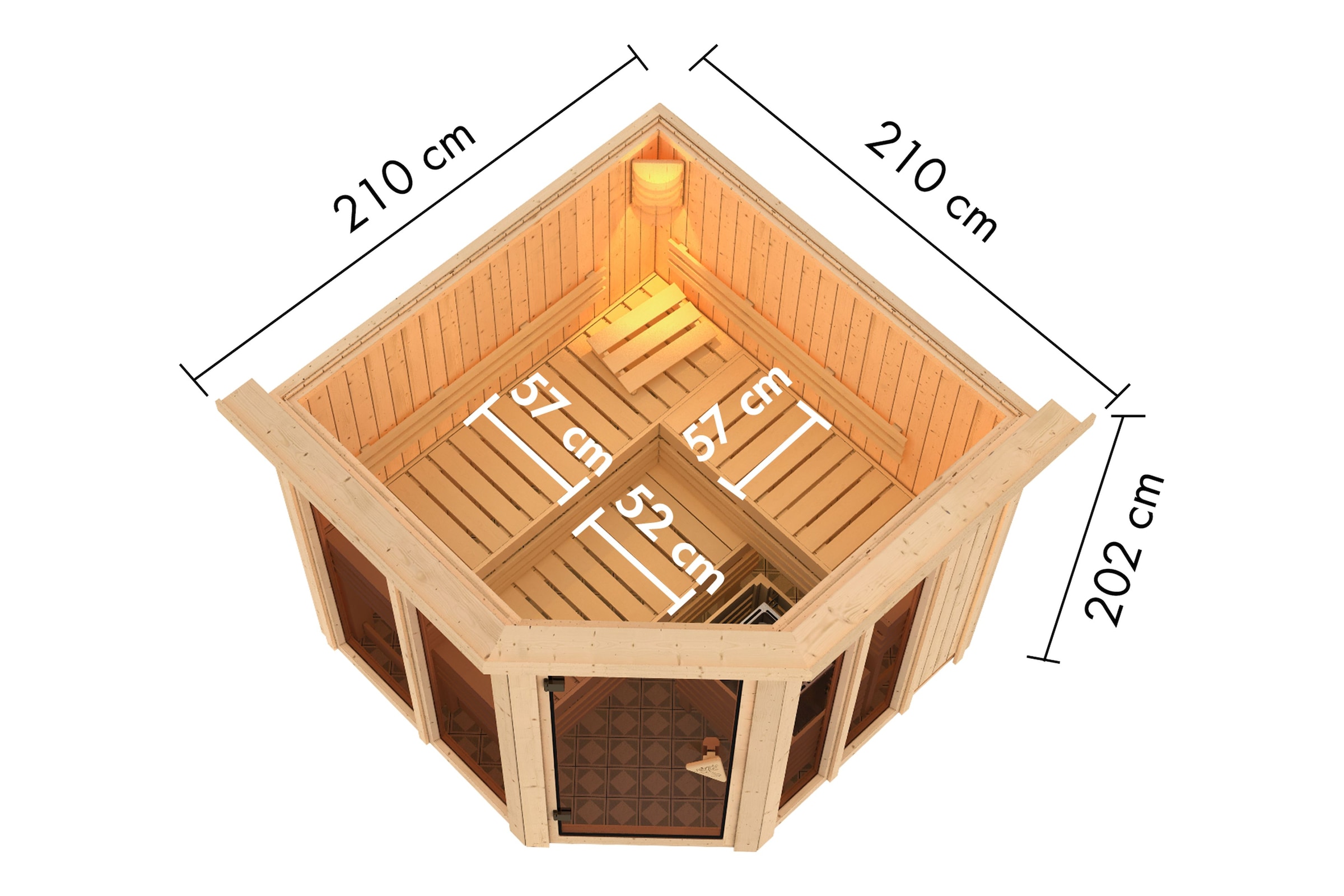 Karibu Sauna »"Airia" mit Kranz, naturbelassen« aus hochwertiger nordischer Fichte
