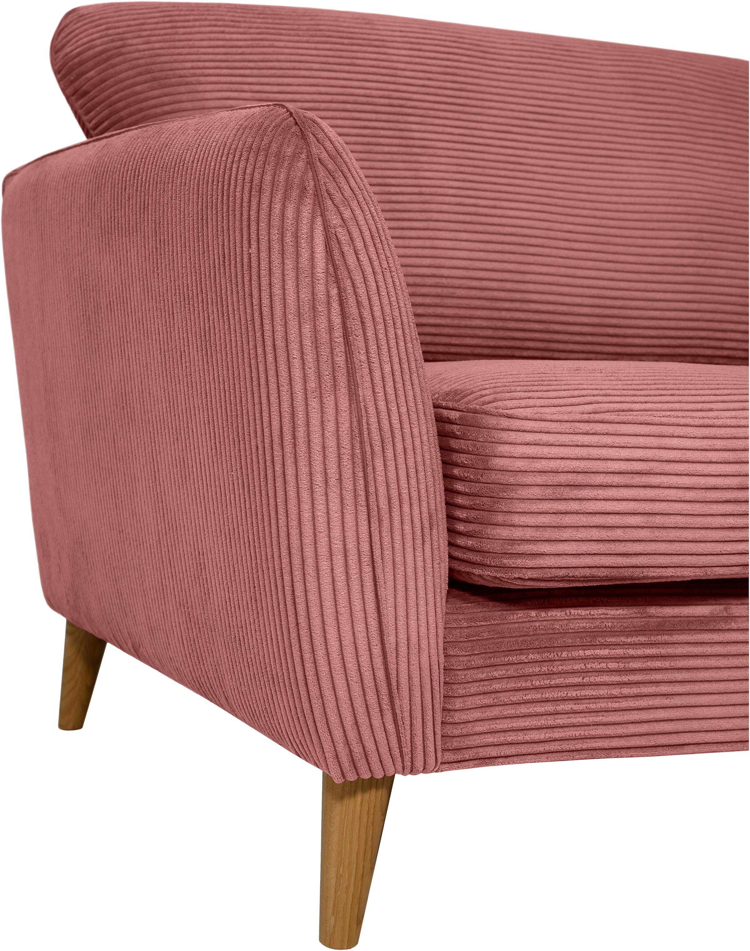 Home affaire 3-Sitzer »MARSEILLE 3er Sofa 206 cm, Cord, Flachgewebe, Struktur, Webstoff«, Massivholzbeine Eiche, Landhausstil, Wellenunterfederung