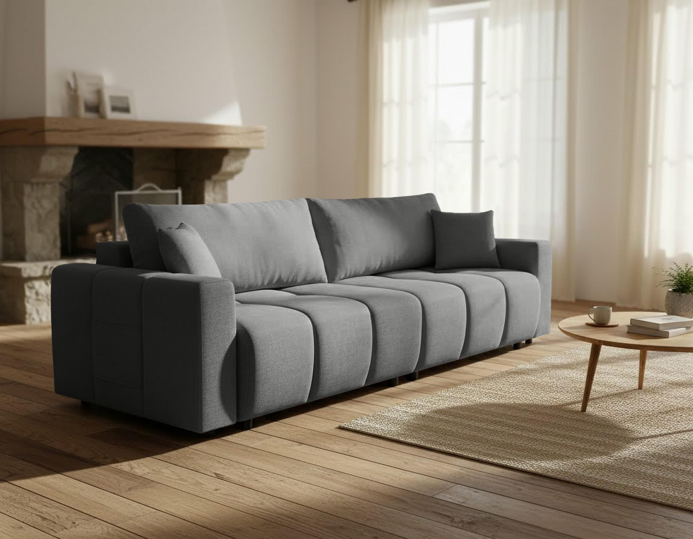 OTTO home Schlafsofa »YLVAA 3-Sitzer, 239cm/Schlafsofa (132/198)-OTTO. Verlässliche Qualität« Tonnentaschen-Federkern, Bettkasten, Feinstruktur weich