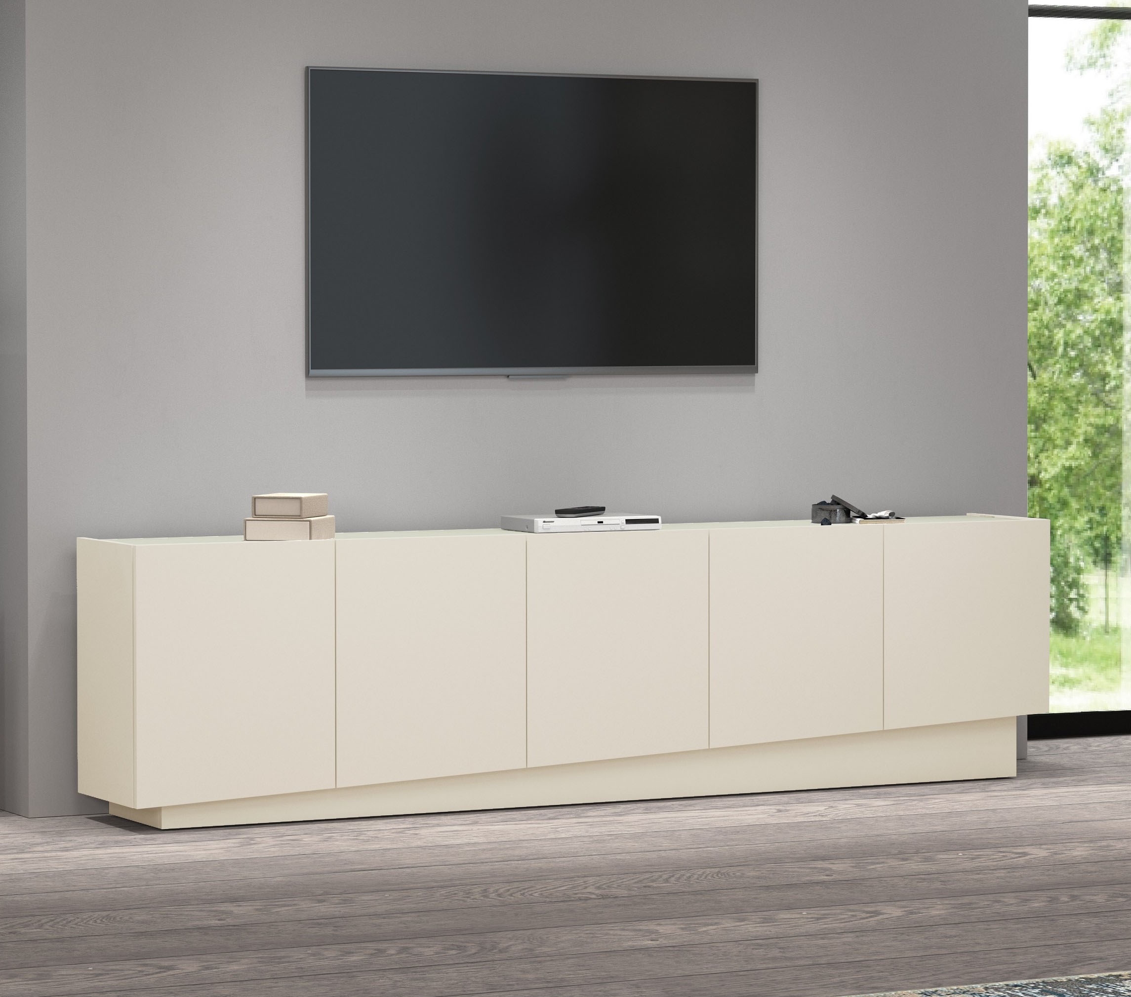 INOSIGN Lowboard »VELA, Höhe 60 cm, Breite 225 cm,Design mit schrägen Türen«, (1 St.), Made in Italy, Maße-B/T/H: 225x35x60, Lowboard, TV-Board, TV-Kommode