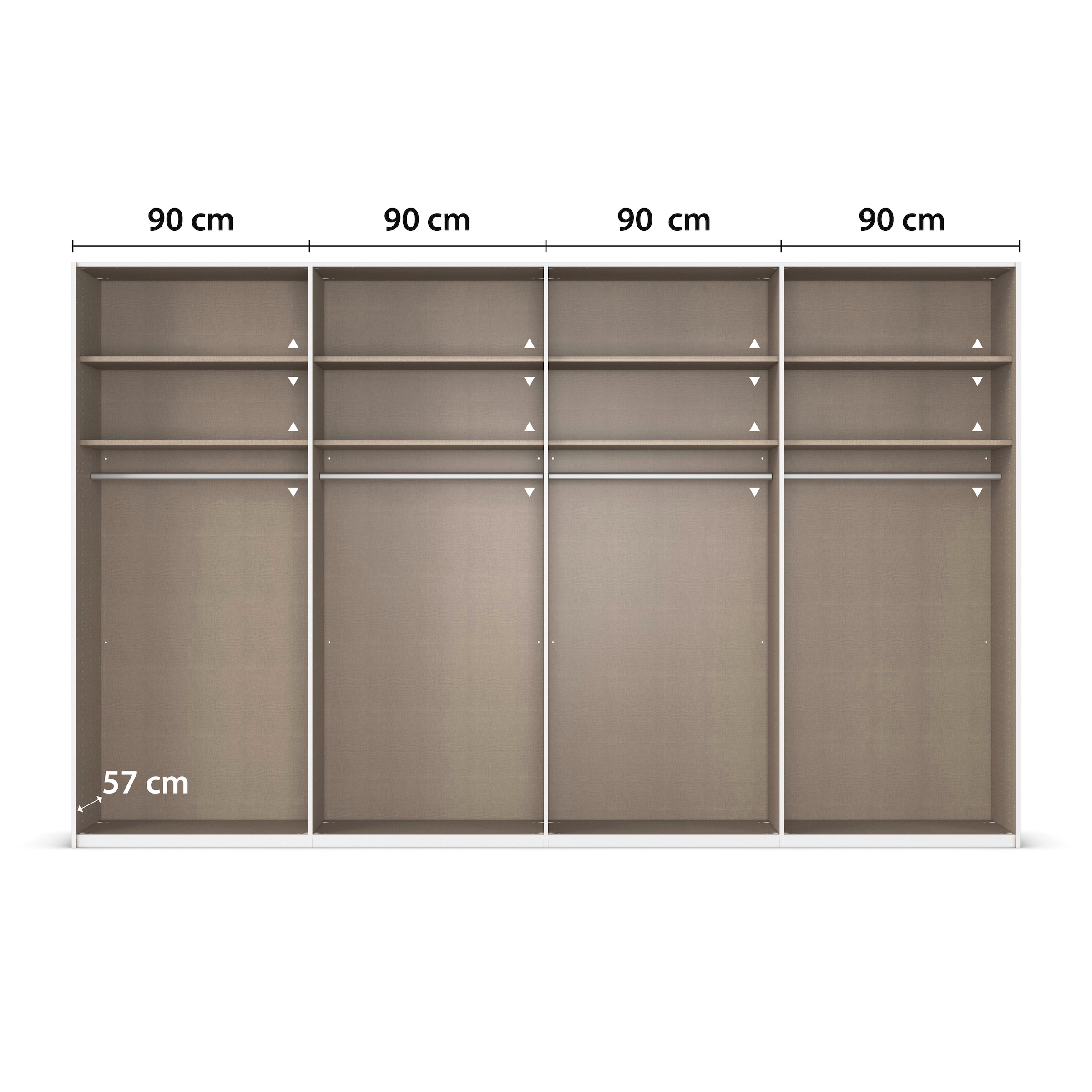 rauch Schwebetürenschrank »Kleiderschrank Schrank Garderobe Schlafzimmerschrank SCALE-LINE«, edle Optik mit Bauchbinde in Korpusfarbe Dekorfront MADE IN GERMANY