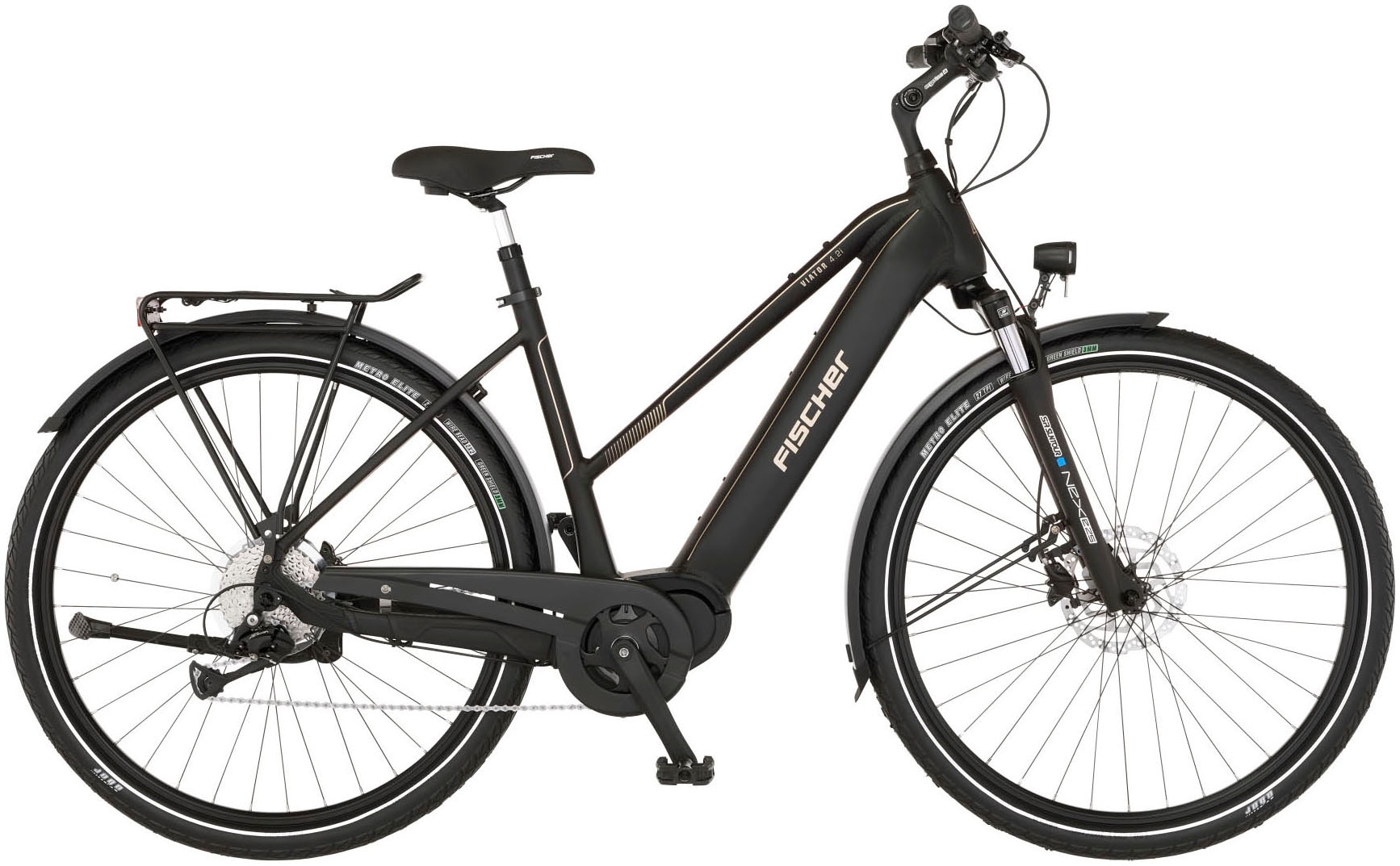 FISCHER Fahrrad E-Bike »VIATOR 4.2i«, 9 Gang, Shimano, Acera, Mittelmotor 250 W, (mit Faltschloss), Pedelec, Elektrofahrrad für Damen u. Herren, Trekkingrad