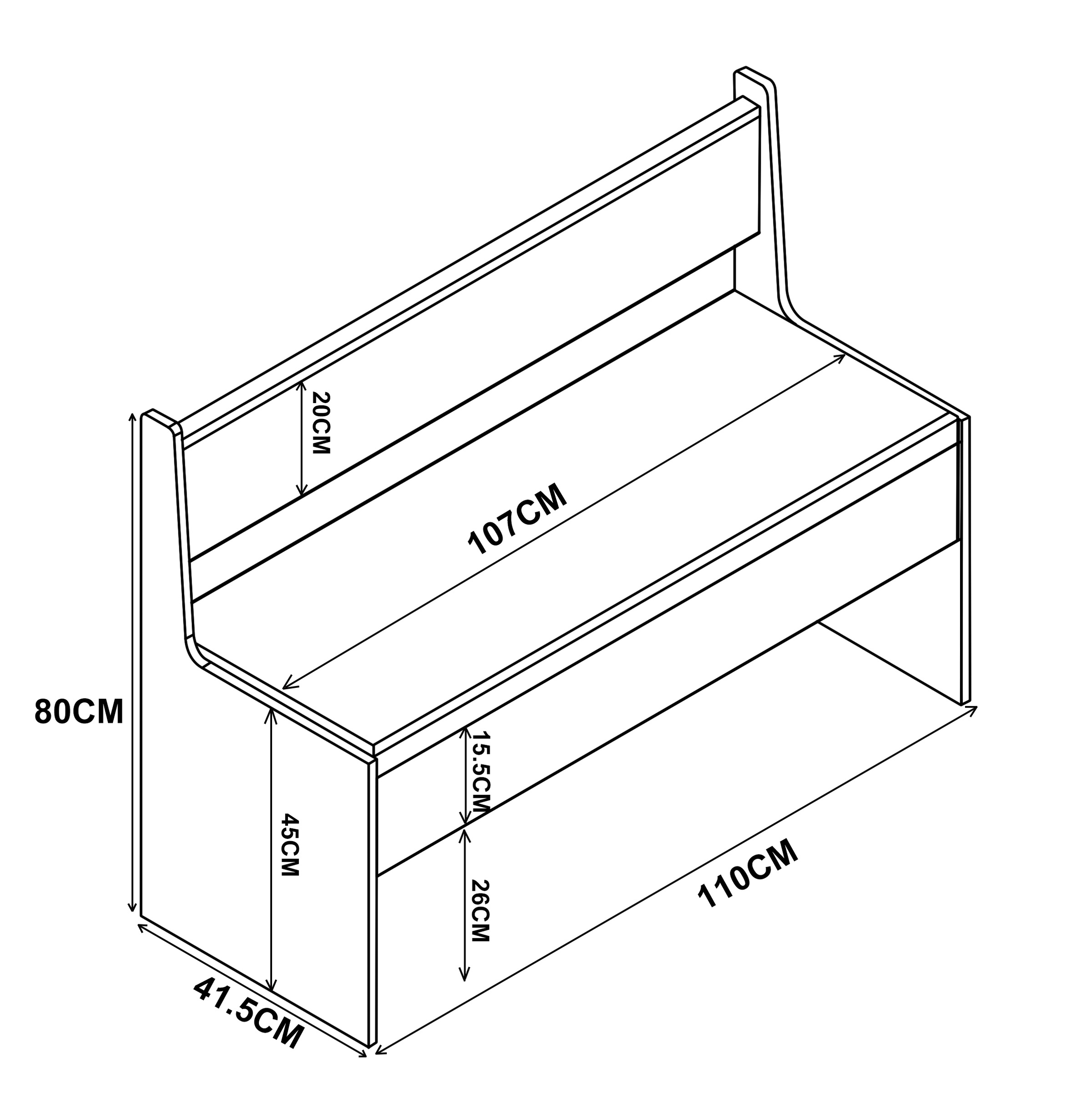VCM Essgruppe »VCM Holz Eckbank Sitzbank Bank mit Truhe Esal Breite 110 cm«, (1 tlg., Esal)