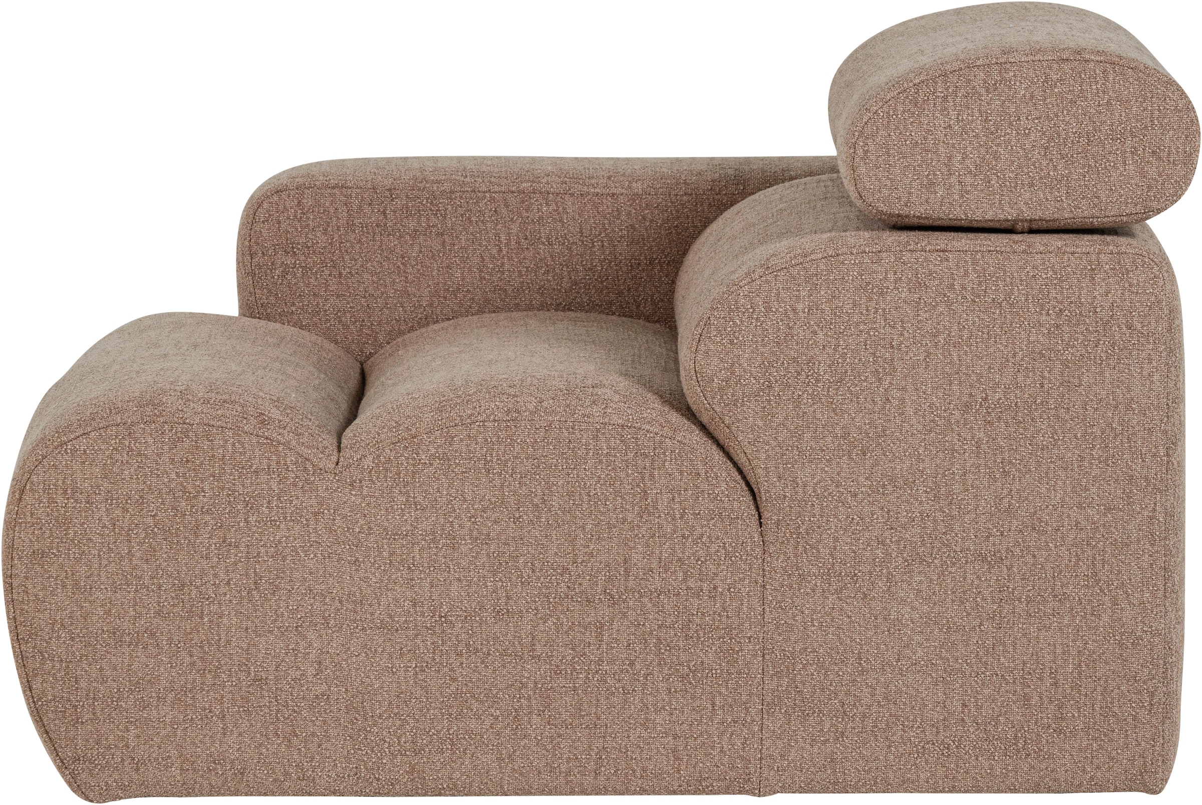 WOOOD Sessel »Novi mit Bezug und verstellbarer Nackenstütze B 109 x T 113 x H 86 cm« Tragkraft 120 kg, Kliksystem für Elementen-Kombination, Rilo-Bouclé