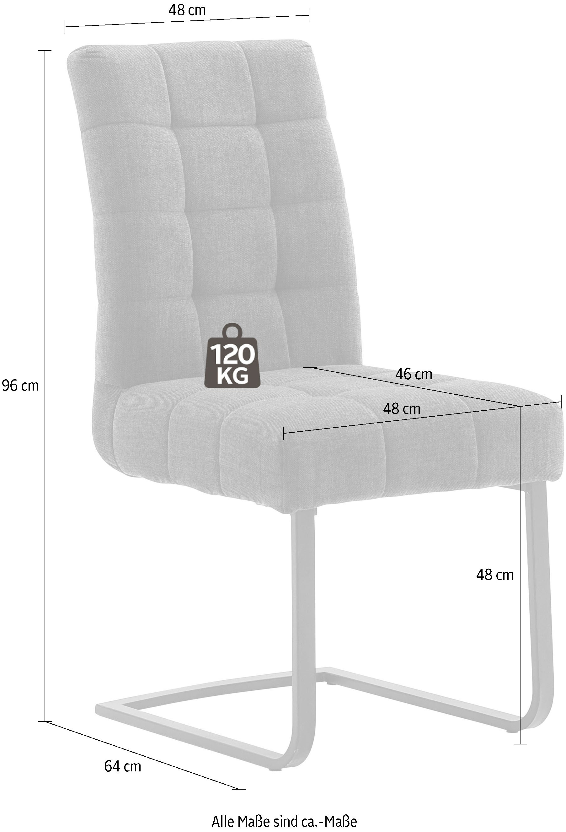 MCA furniture Freischwinger »Salta«, (Set), 2 St., Aqua Clean, (2er-Set), Gestell-Flachrohr, schwarz matt lackiert, Aqua Clean Bezug