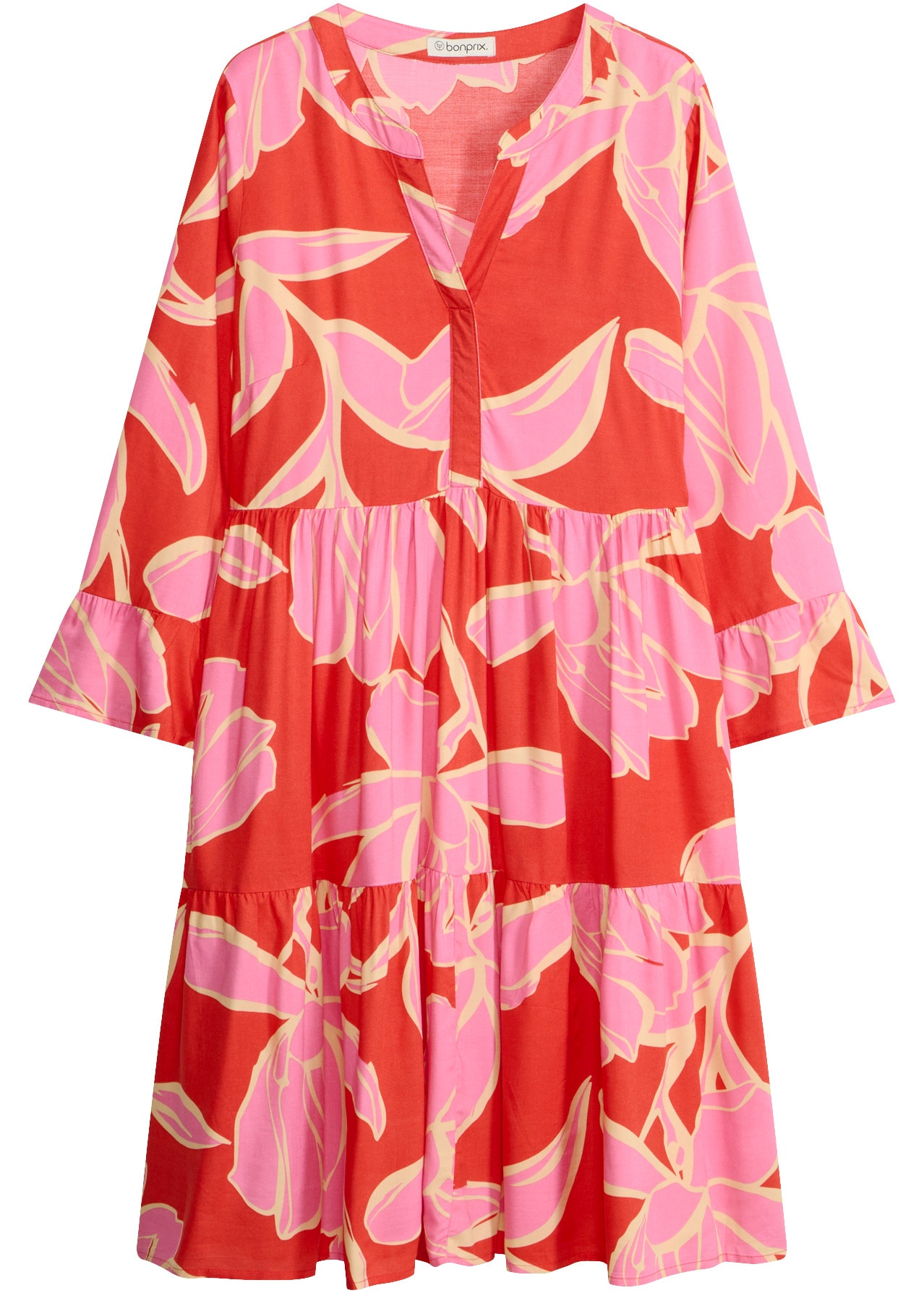 bonprix Tunikakleid figurumspielende Passform, mit trendigem Muster, Sommerkleid
