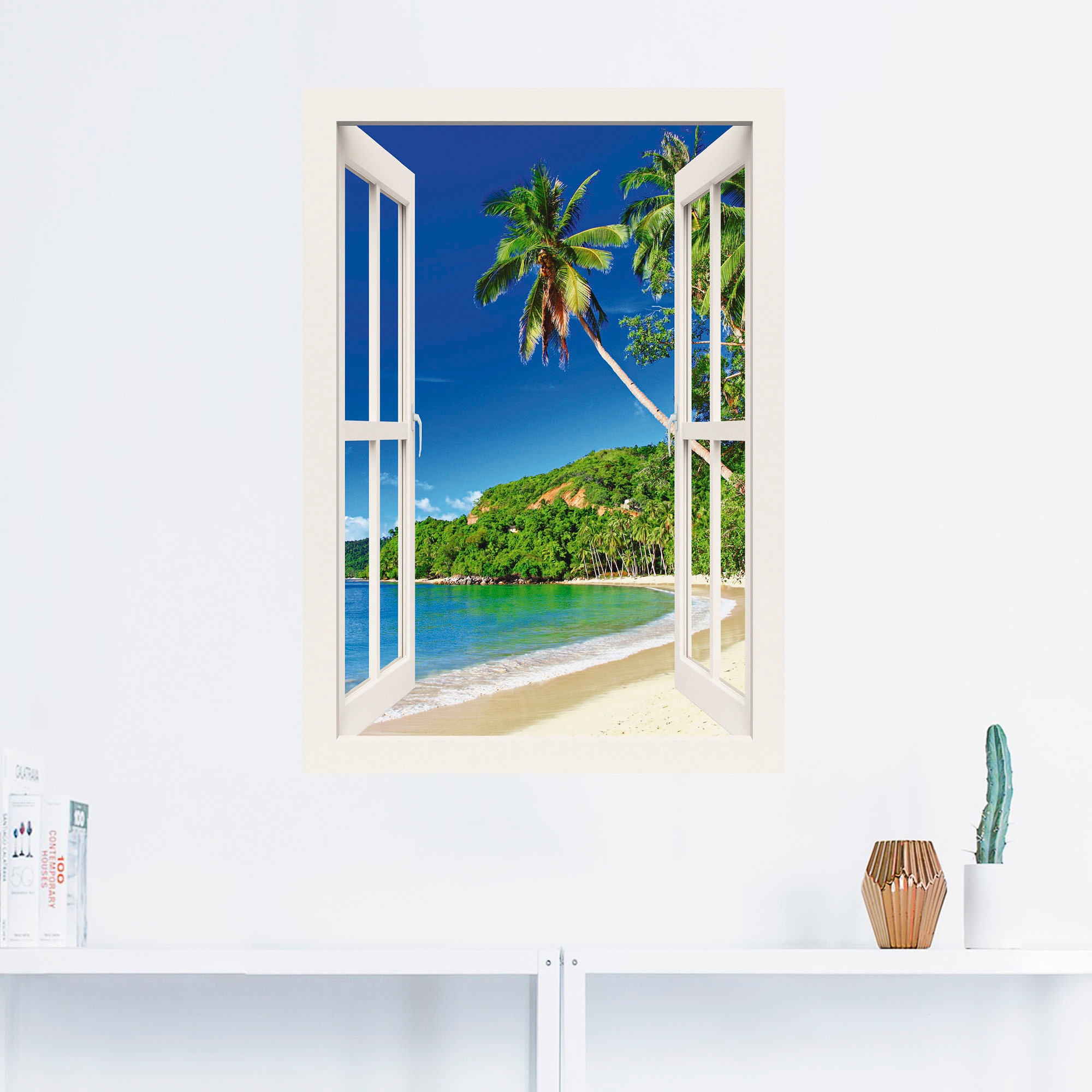 Artland Wandbild »Fensterblick Paradies«, Fensterblick, (1 St.), als Leinwandbild, Poster, Wandaufkleber in verschied. Größen